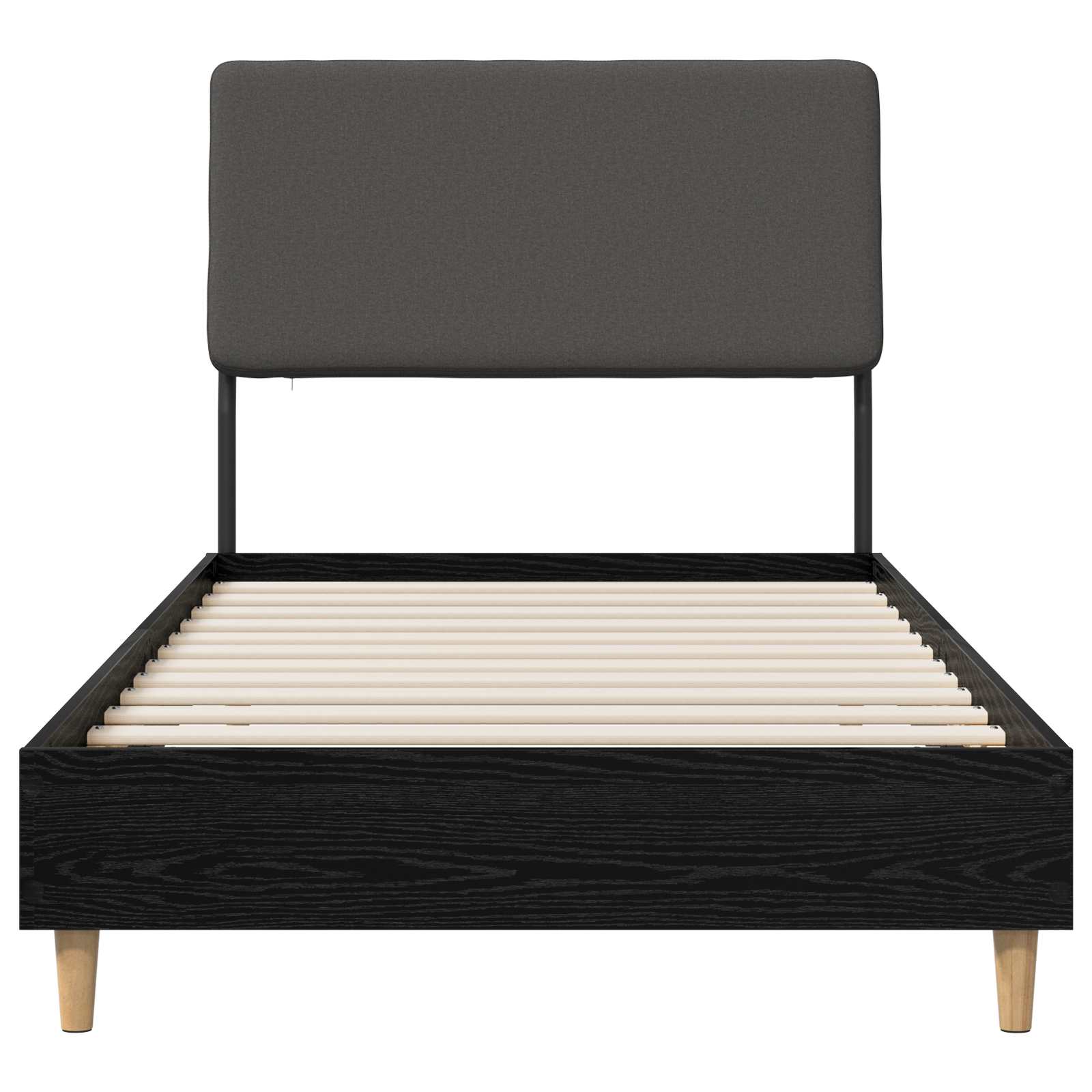 vidaXL Eenpersoonsbed met hoofdbord Zwart eiken en donkergrijs, foto 3