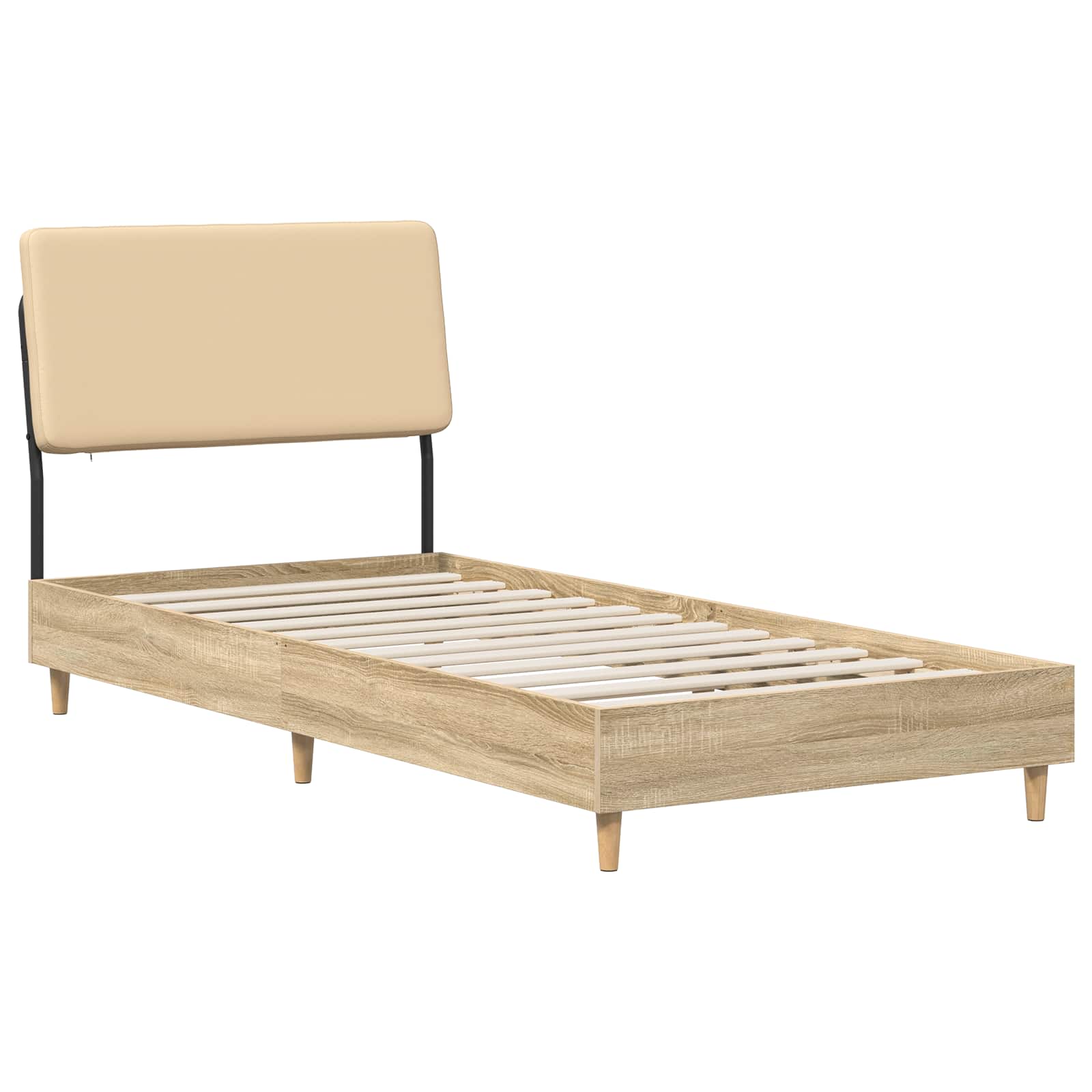 vidaXL Pat de o persoană cu tăblie Stejar Sonoma și crem 75 x 190 cm
