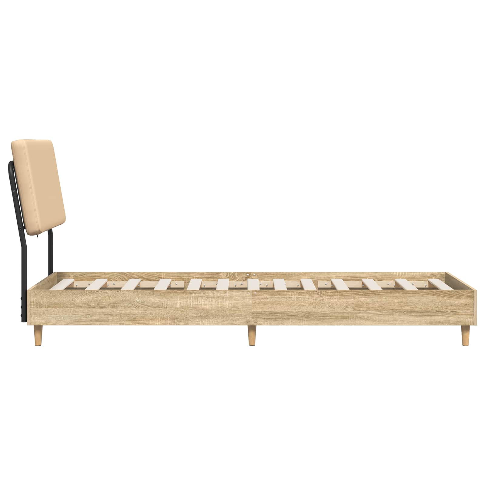 vidaXL Eenpersoonsbed met hoofdbord Sonoma eiken en crème 75 x 190 cm, foto 4