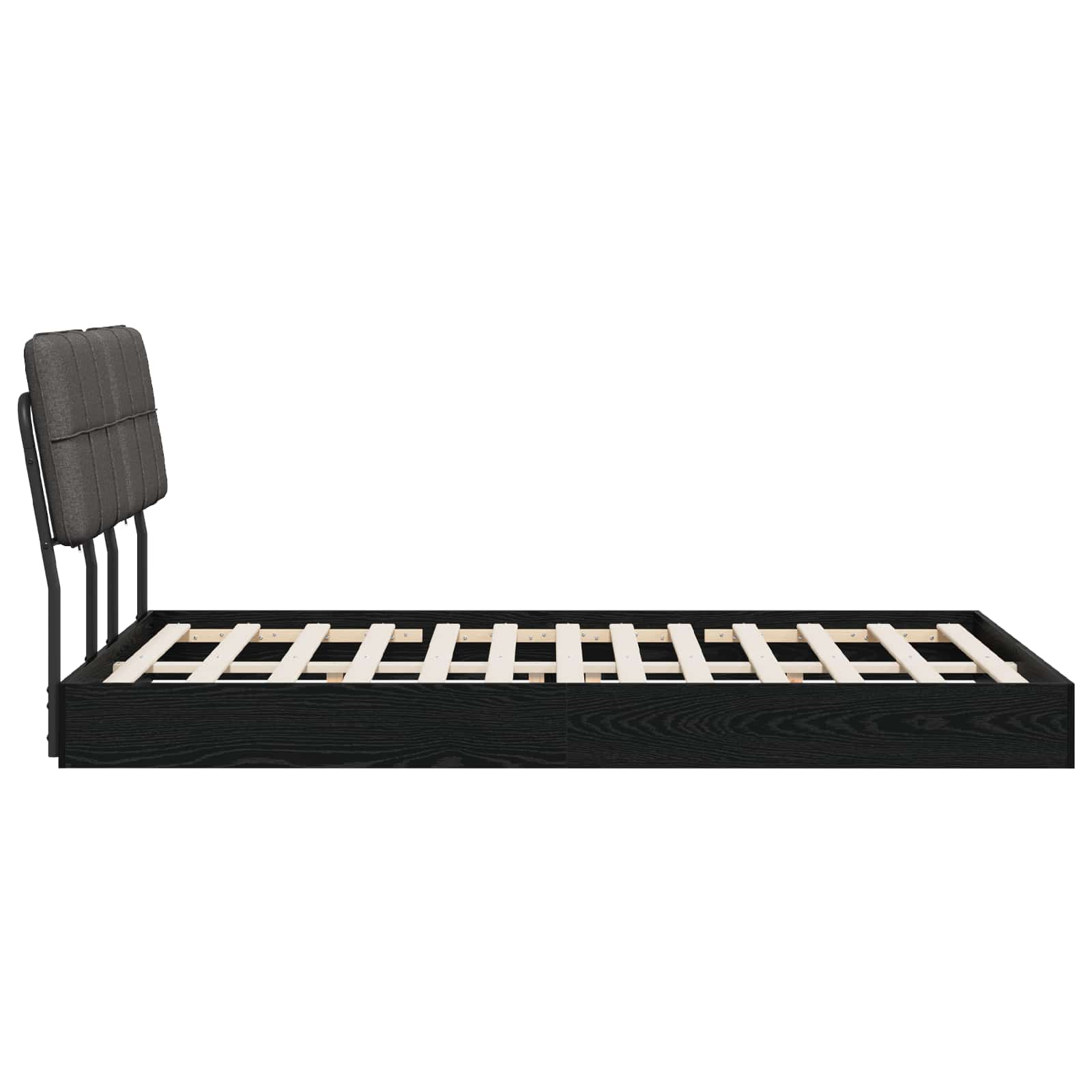 vidaXL Tweepersoonsbed met hoofdbord Zwart eiken en donkergrijs, foto 4