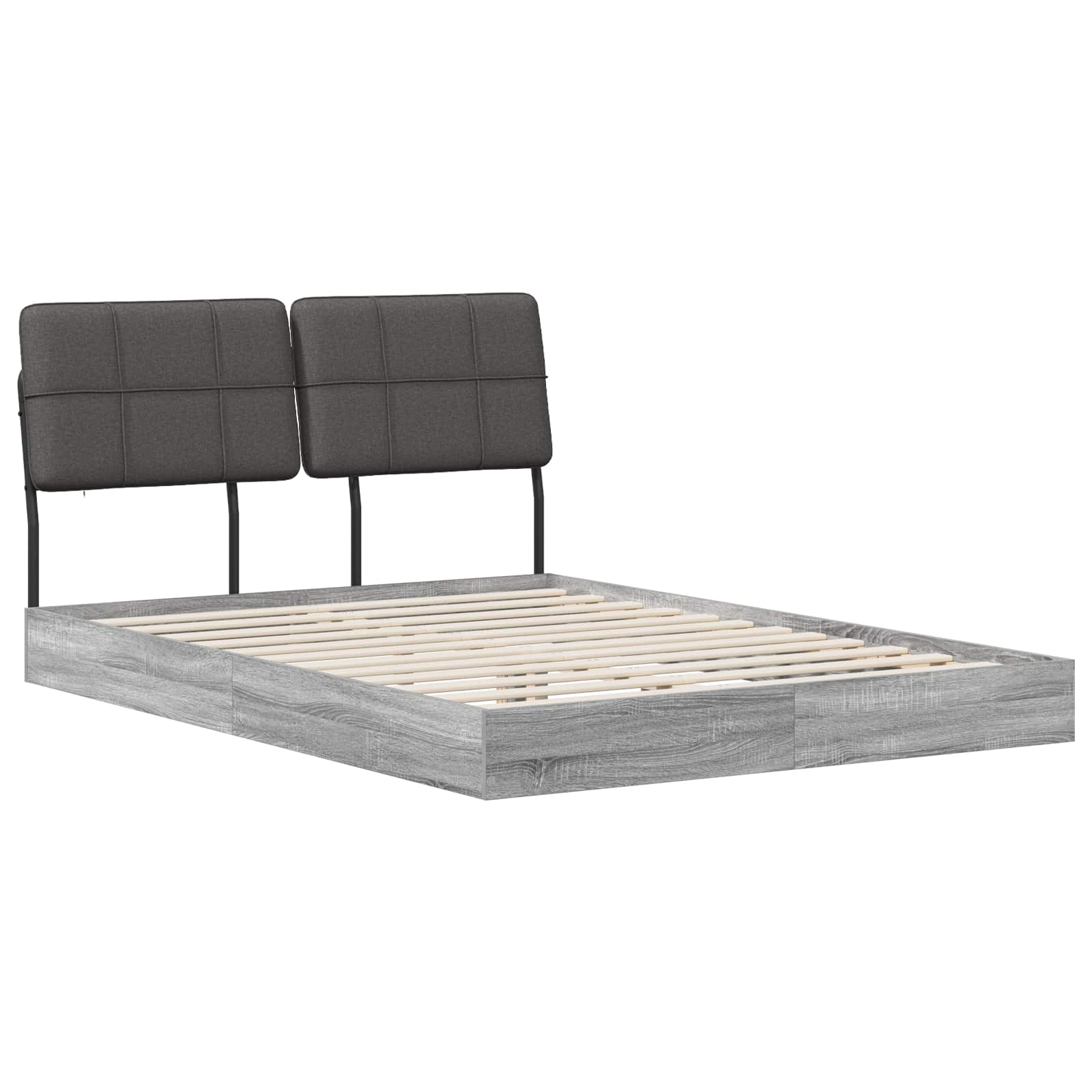 vidaXL Pat dublu cu tăblie Gri Sonoma și gri închis 140 x 200 cm