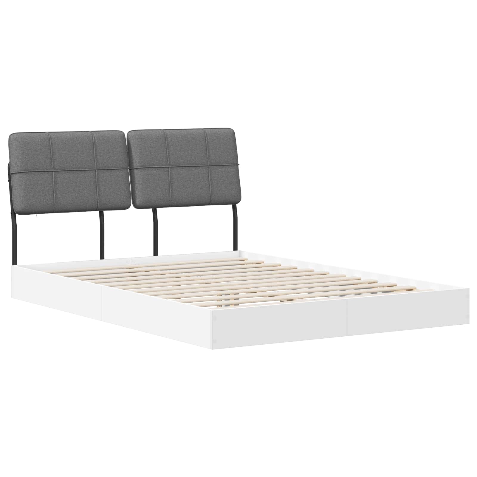 vidaXL Pat dublu cu tăblie Alb și gri deschis 140 x 190 cm