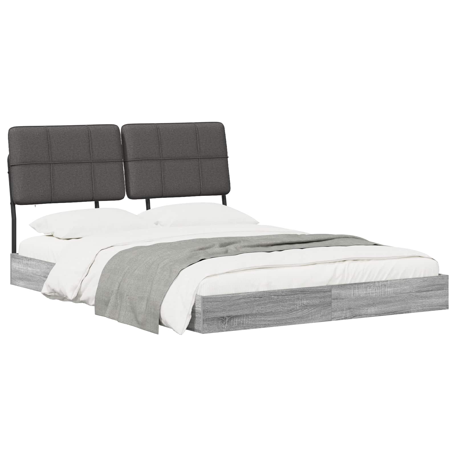 vidaXL Tweepersoonsbed met hoofdbord Grijs Sonoma en donkergrijs, foto 2