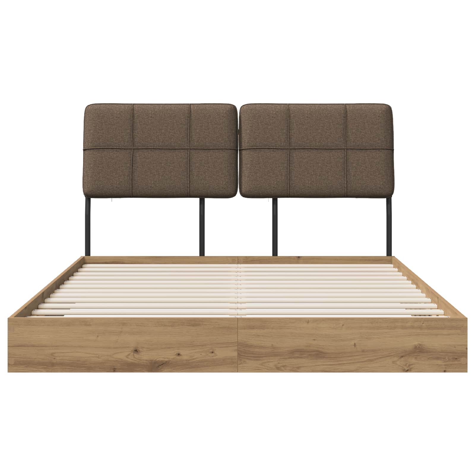 vidaXL Tweepersoonsbed met hoofdbord Artisan eiken en taupe, foto 3