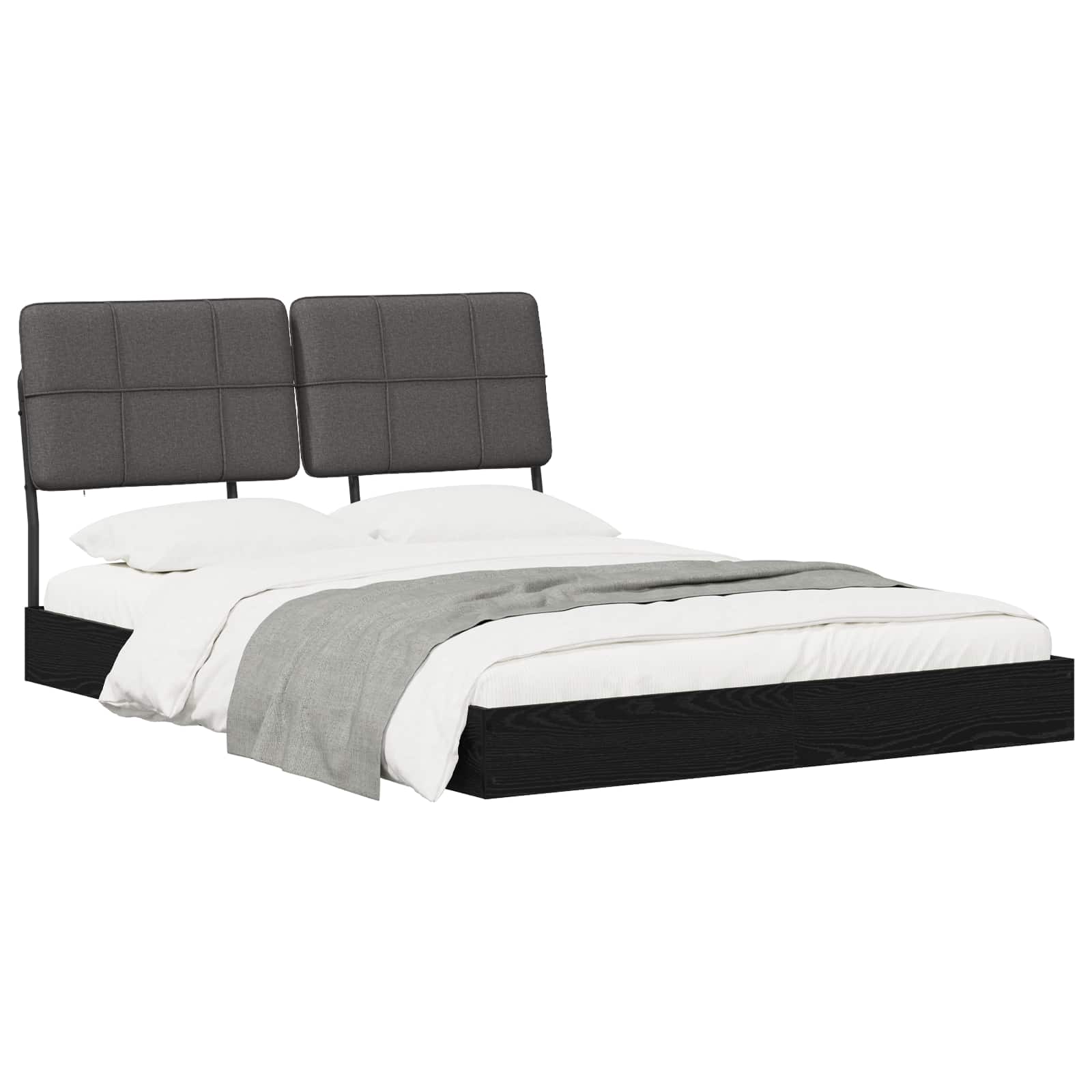 vidaXL Tweepersoonsbed met hoofdbord Zwart eiken en donkergrijs, foto 2