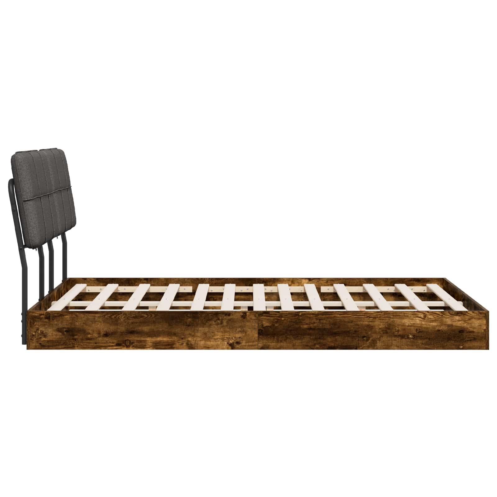 vidaXL Tweepersoonsbed met hoofdbord Gerookt eiken en donkergrijs, foto 4