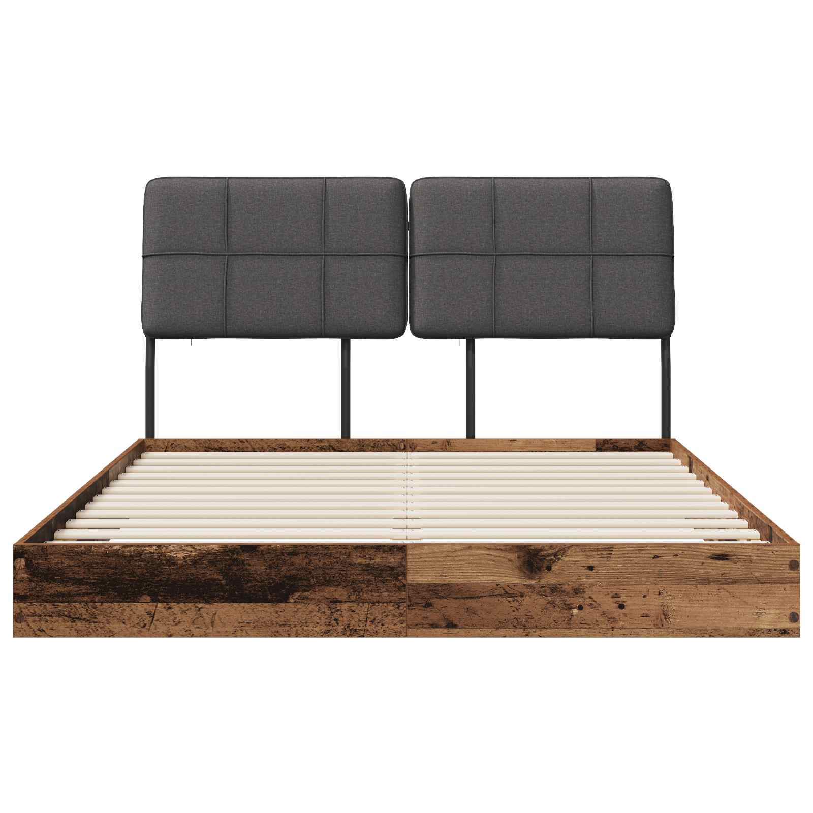 vidaXL Tweepersoonsbed met hoofdbord Oud hout en donkergrijs, foto 3