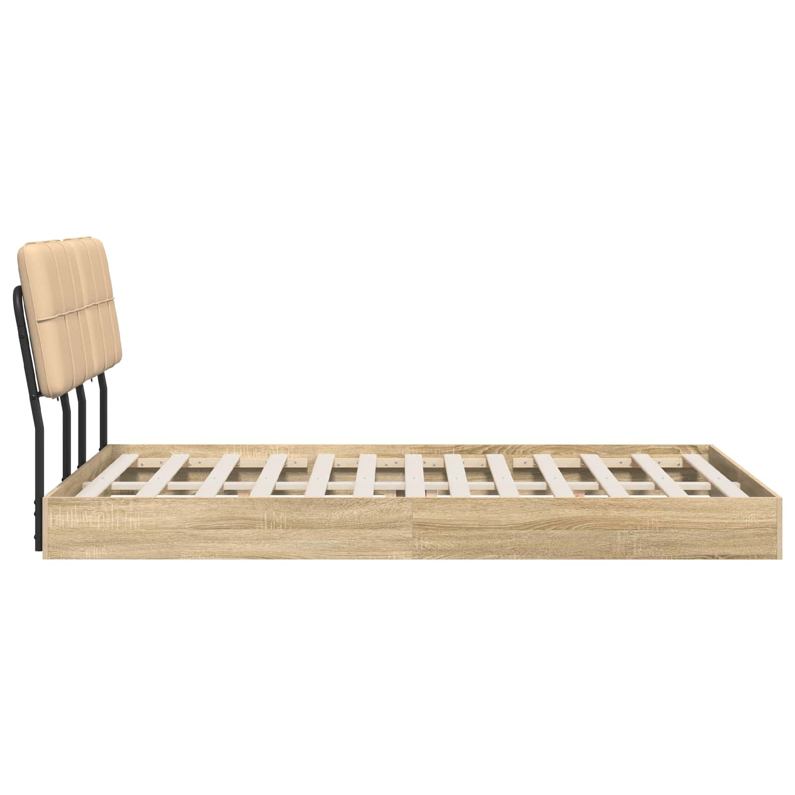 vidaXL Tweepersoonsbed met hoofdbord Sonoma eiken en crème, foto 4