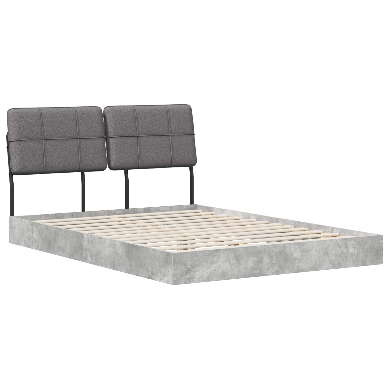 vidaXL Pat dublu cu tăblie Gri beton și gri deschis 120 x 190 cm