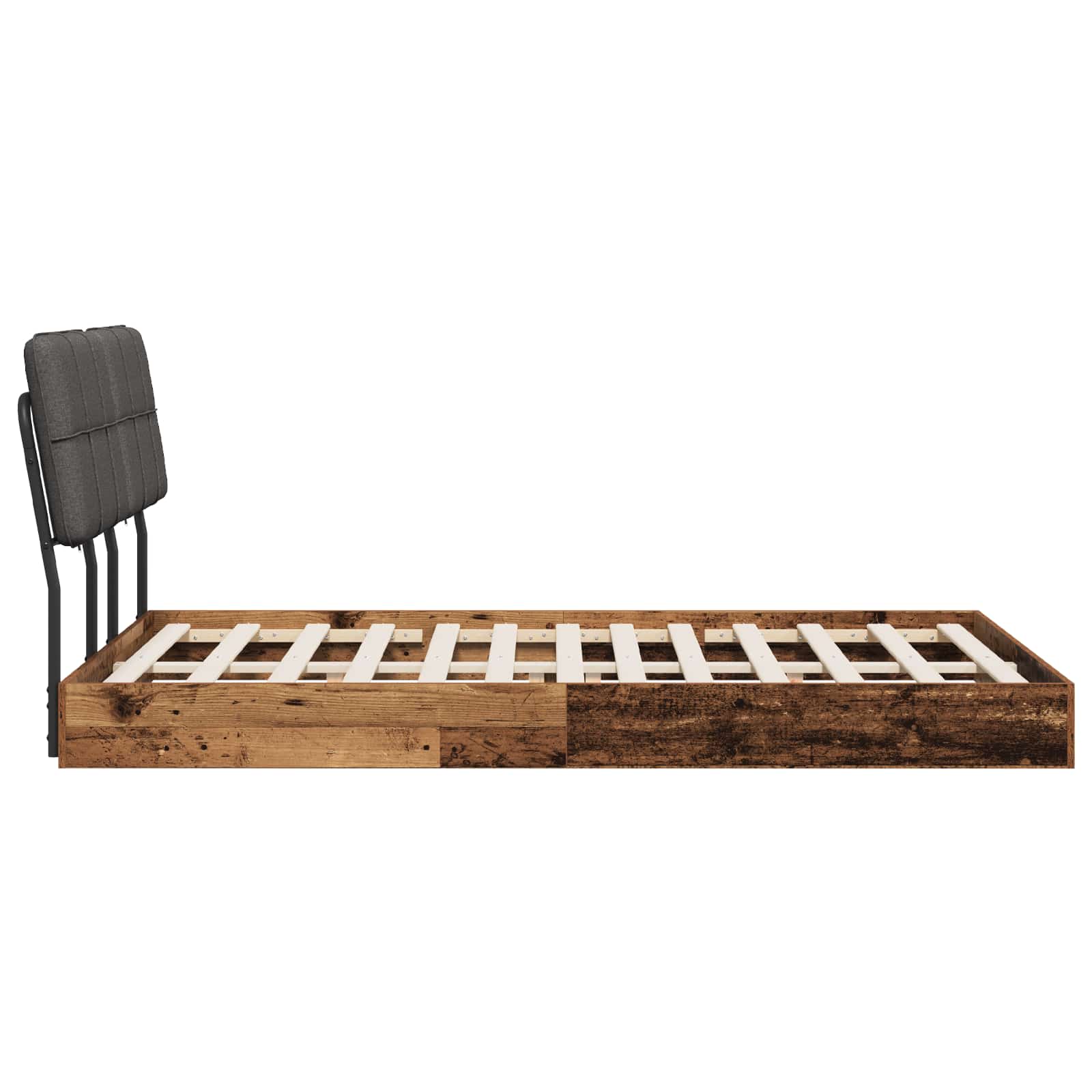 vidaXL Tweepersoonsbed met hoofdbord Oud hout en donkergrijs, foto 4