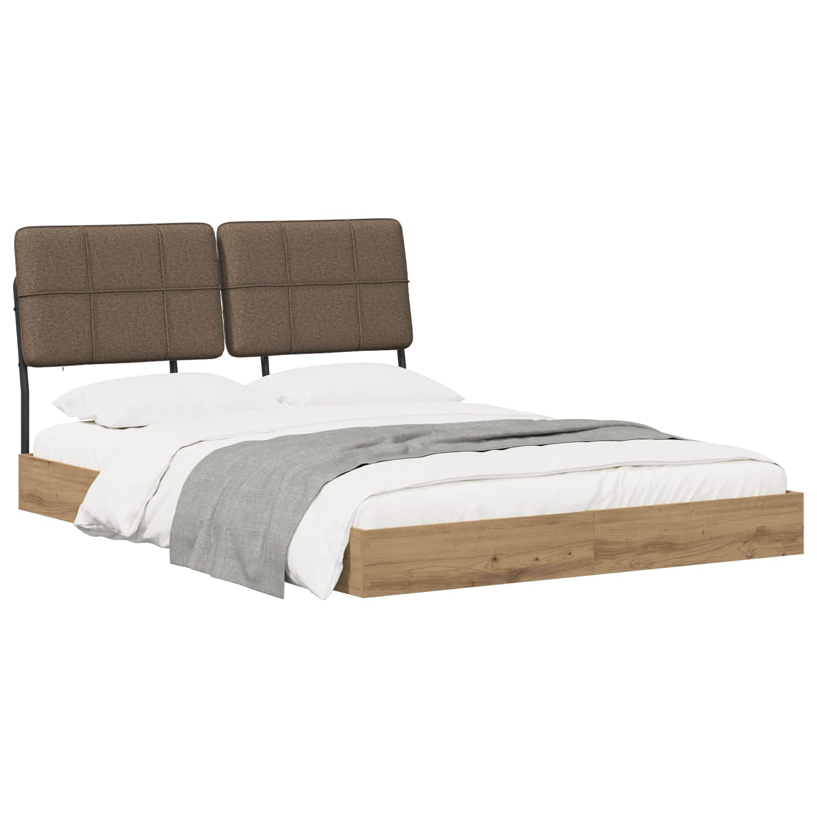 vidaXL Tweepersoonsbed met hoofdbord Artisan eiken en taupe, foto 2