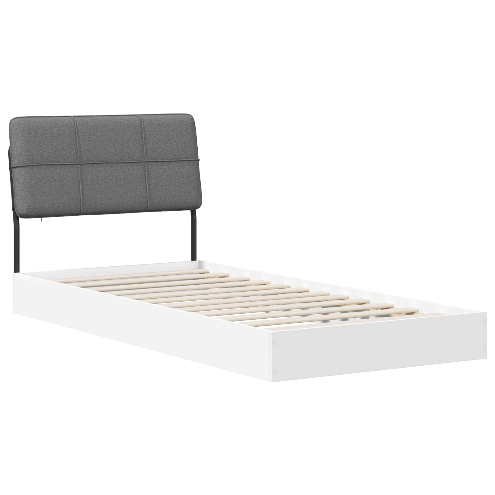 vidaXL Pat de o persoană cu tăblie Alb și gri deschis 100 x 200 cm