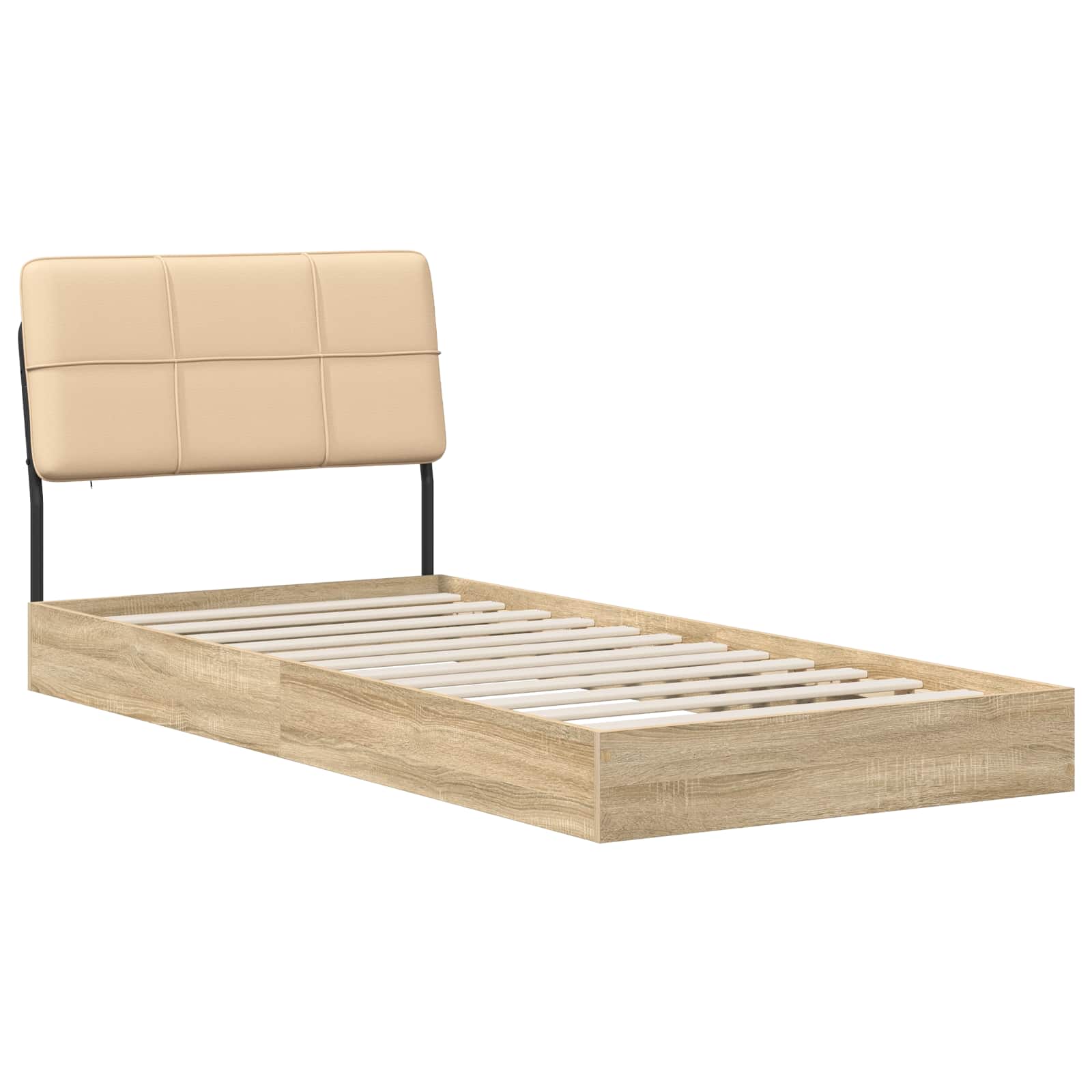 vidaXL Pat de o persoană cu tăblie Stejar Sonoma și crem 100 x 200 cm
