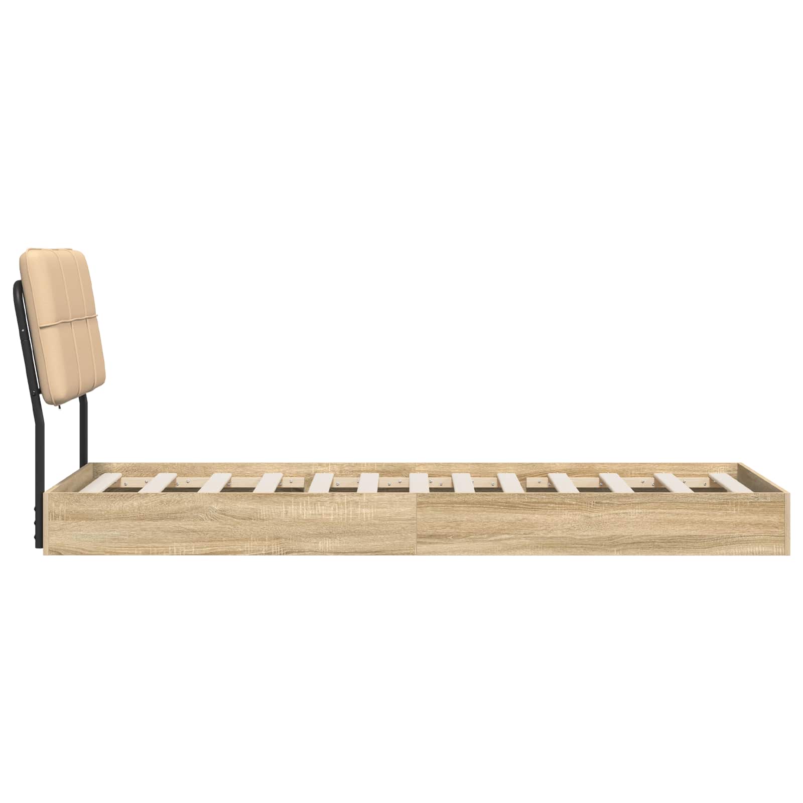 vidaXL Eenpersoonsbed met hoofdbord Sonoma eiken en crème 100 x 200 cm, foto 4