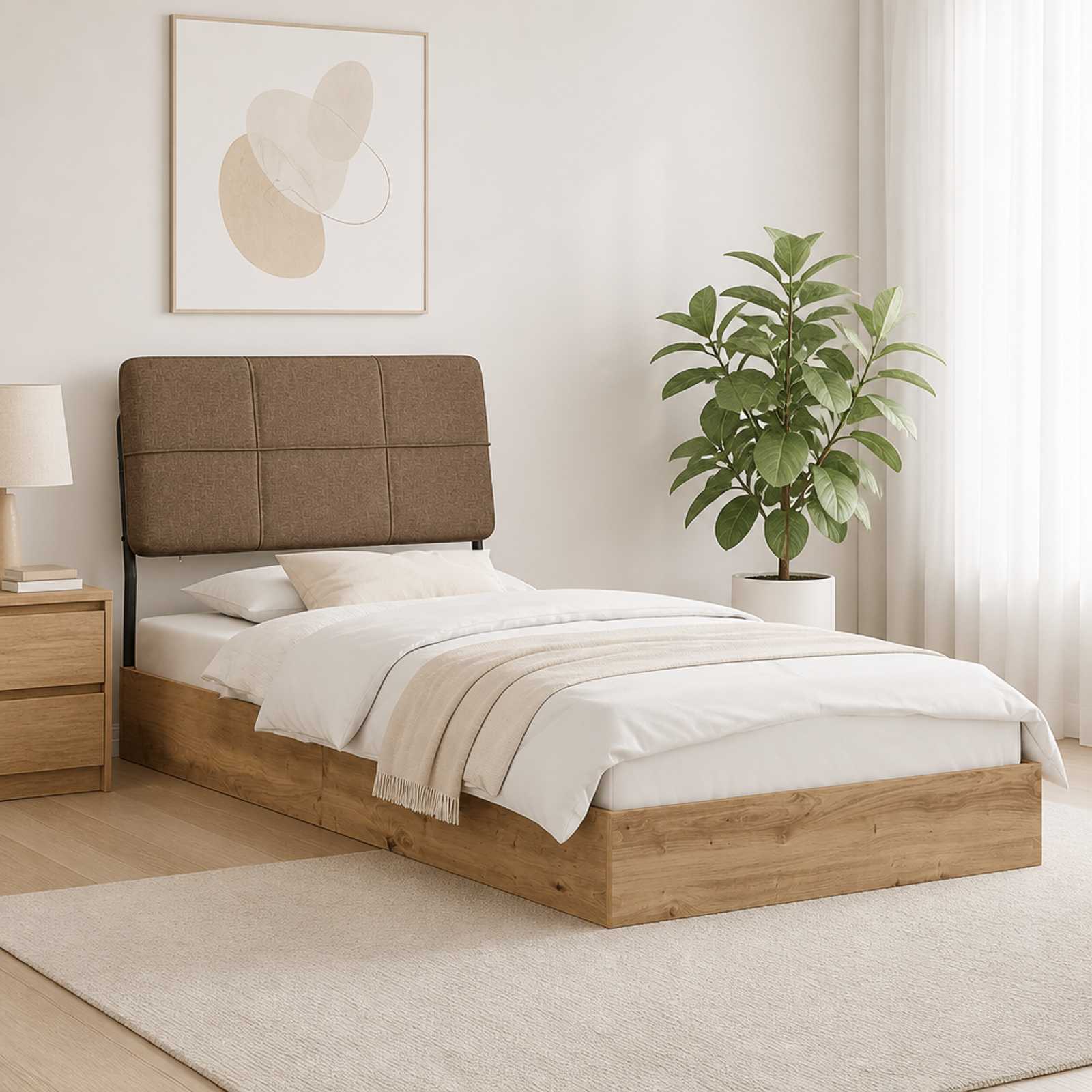 vidaXL Enkeltseng med sengegavl Artisan eik og taupe 90 x 190 cm
