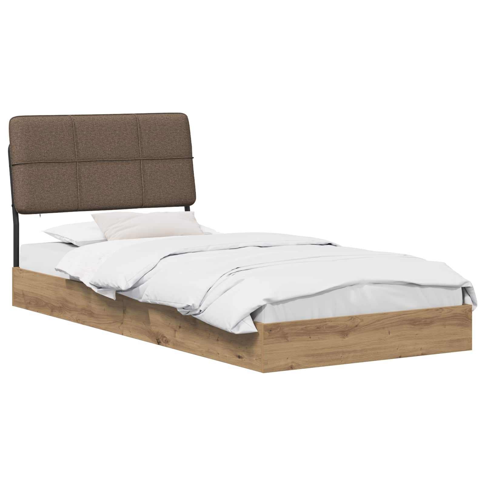 vidaXL Eenpersoonsbed met hoofdbord Artisan eiken en taupe, foto 2