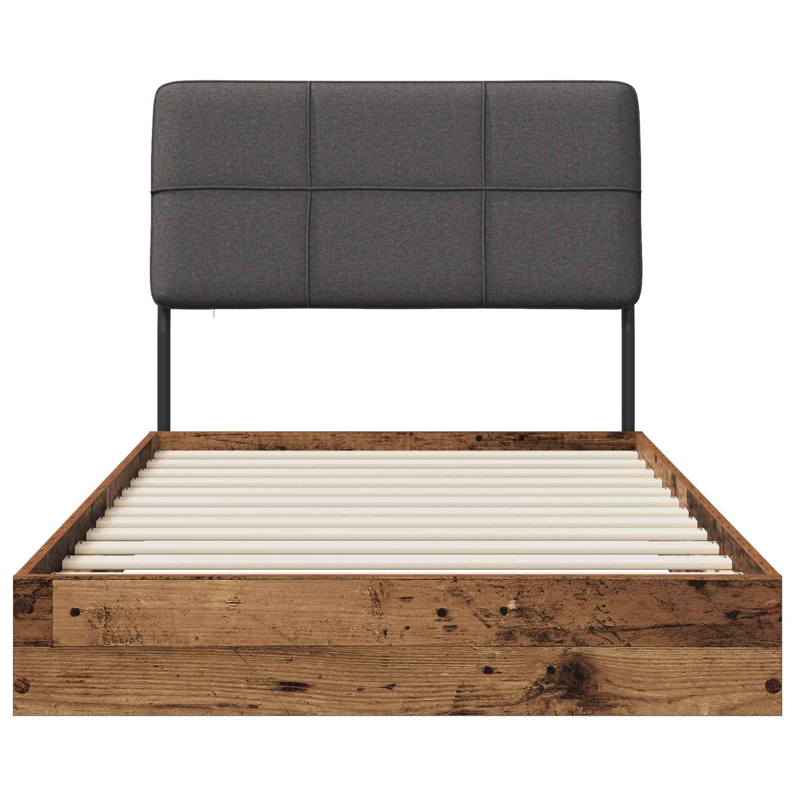 vidaXL Eenpersoonsbed met hoofdbord Oud hout en donkergrijs, foto 3