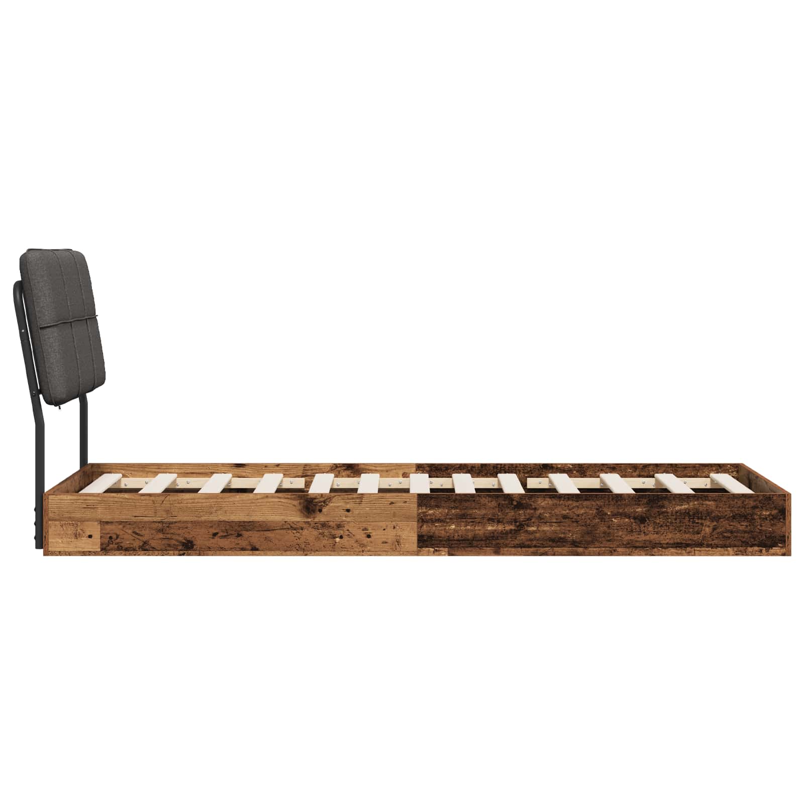 vidaXL Eenpersoonsbed met hoofdbord Oud hout en donkergrijs, foto 4