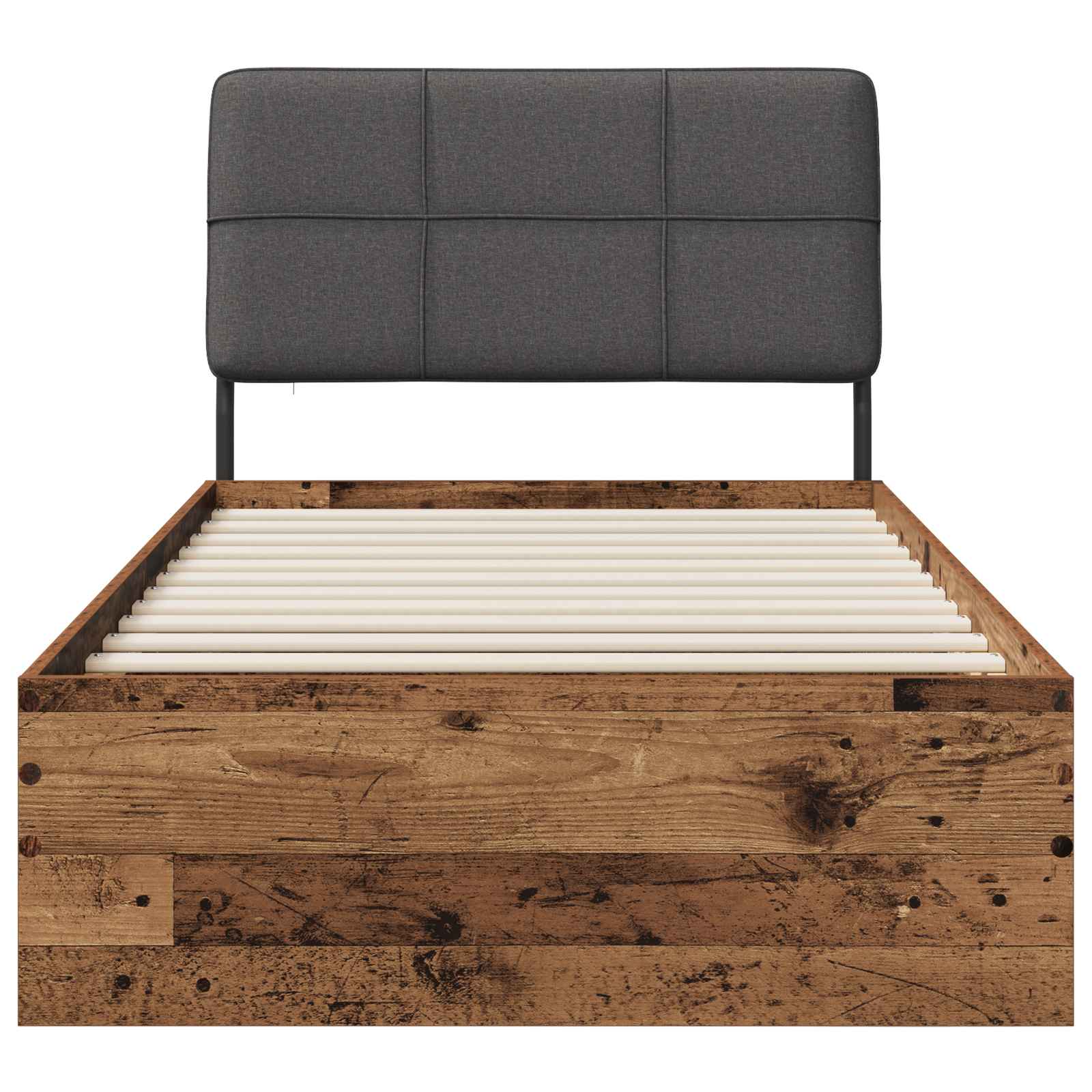 vidaXL Eenpersoonsbed met hoofdbord Oud hout en donkergrijs, foto 3
