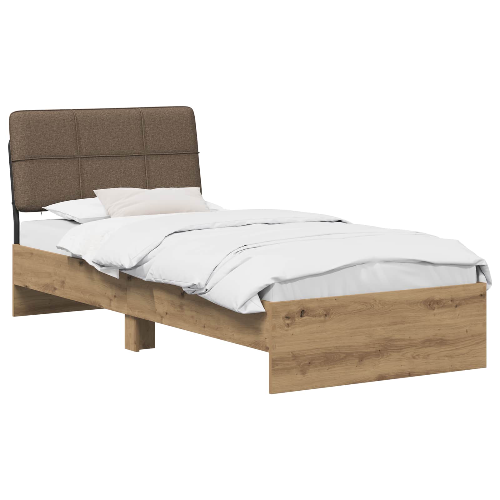 vidaXL Eenpersoonsbed met hoofdbord Artisan eiken en taupe, foto 2