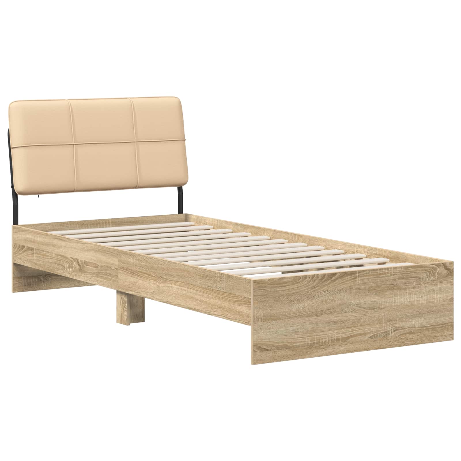 vidaXL Pat de o persoană cu tăblie Stejar Sonoma și crem 90 x 200 cm
