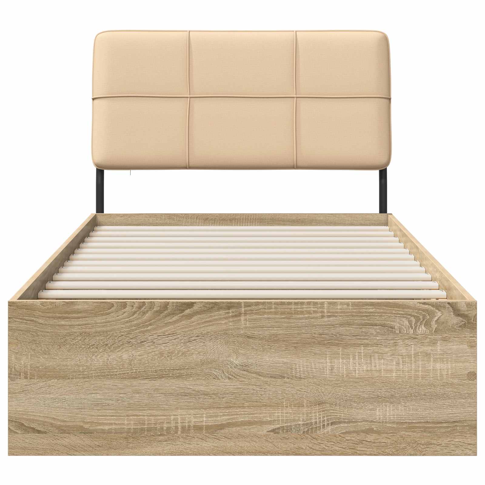 vidaXL Eenpersoonsbed met hoofdbord Sonoma eiken en crème 90 x 200 cm, foto 3