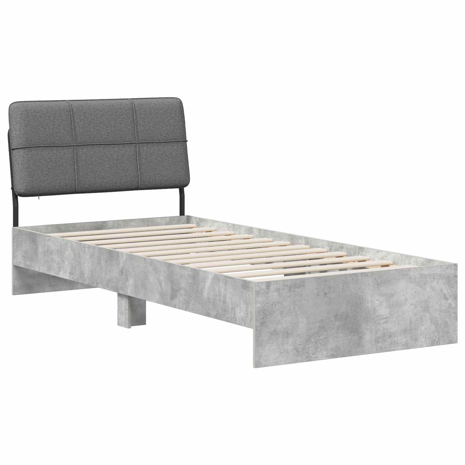 vidaXL Pat de o persoană cu tăblie Gri beton și gri deschis