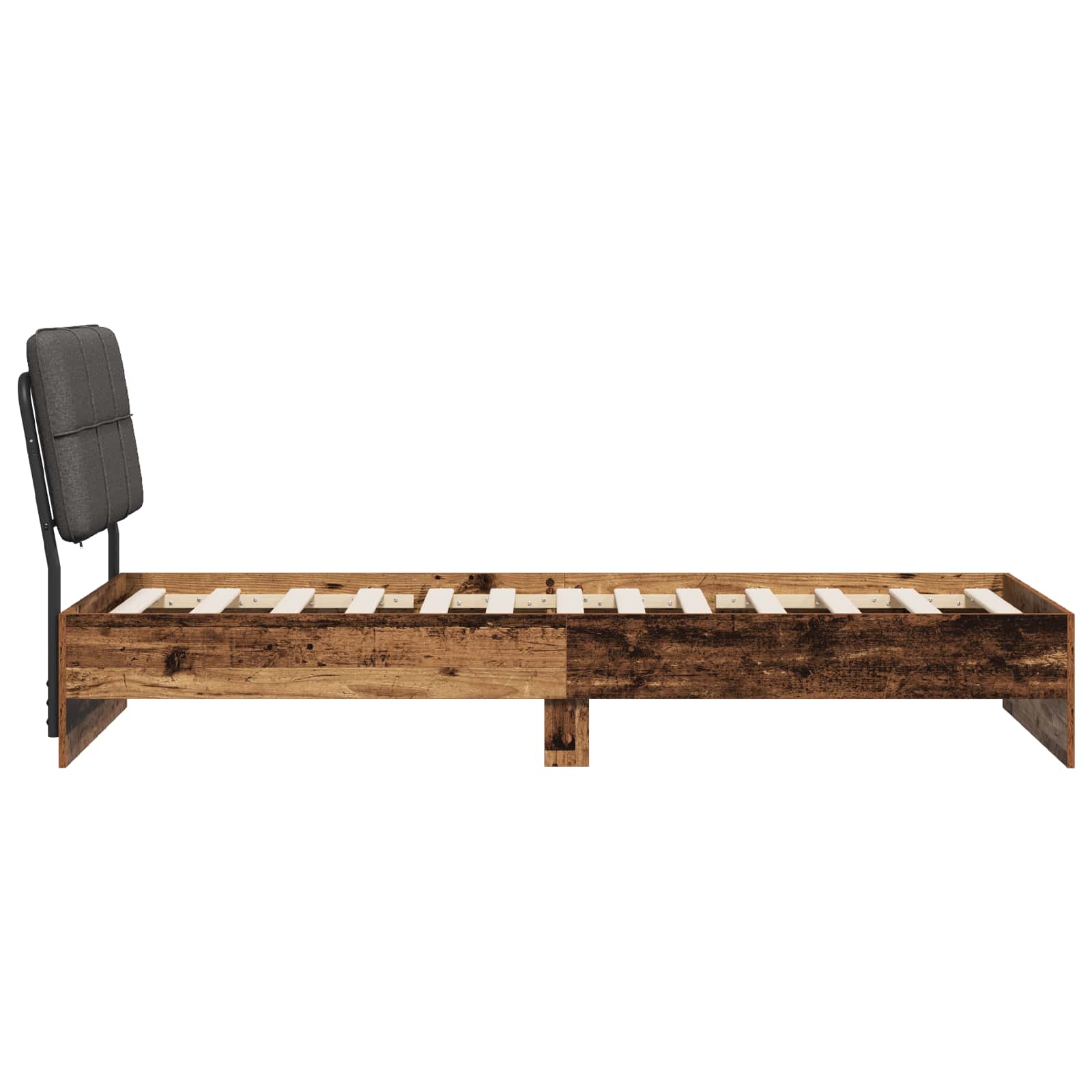 vidaXL Eenpersoonsbed met hoofdbord Oud hout en donkergrijs, foto 4