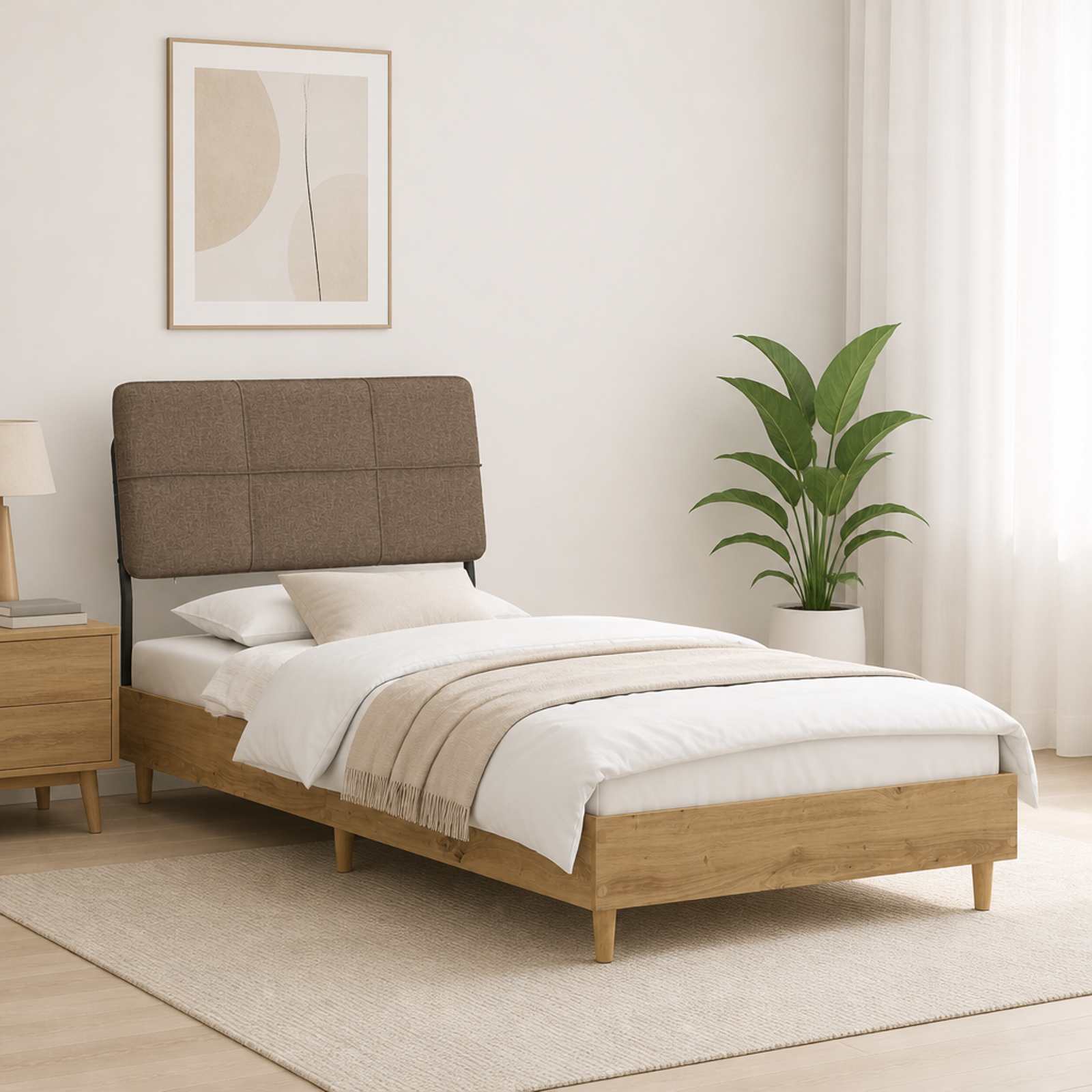 vidaXL Enkeltseng med sengegavl Artisan eik og taupe 100 x 200 cm