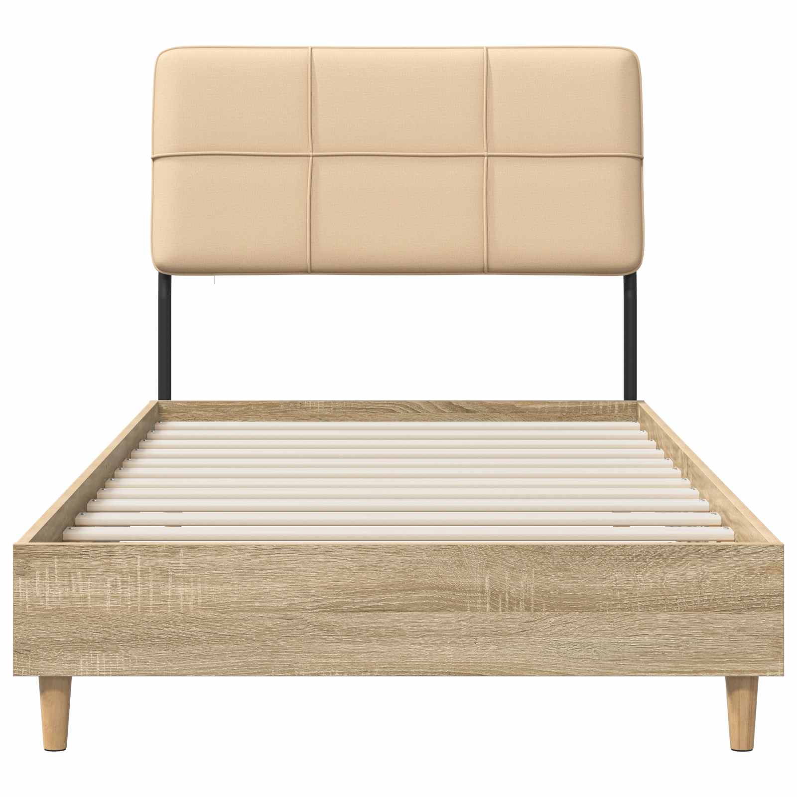 vidaXL Eenpersoonsbed met hoofdbord Sonoma eiken en crème 90 x 200 cm, foto 3
