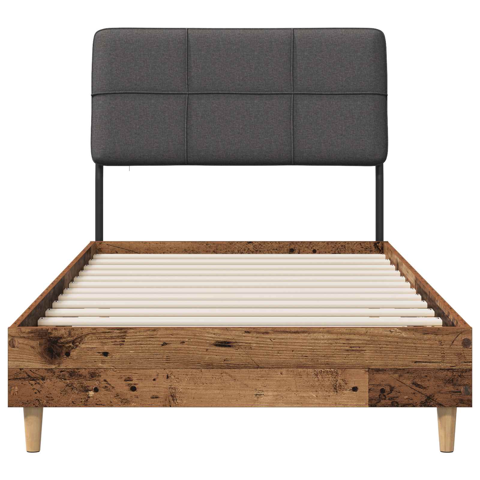 vidaXL Eenpersoonsbed met hoofdbord Oud hout en donkergrijs, foto 3