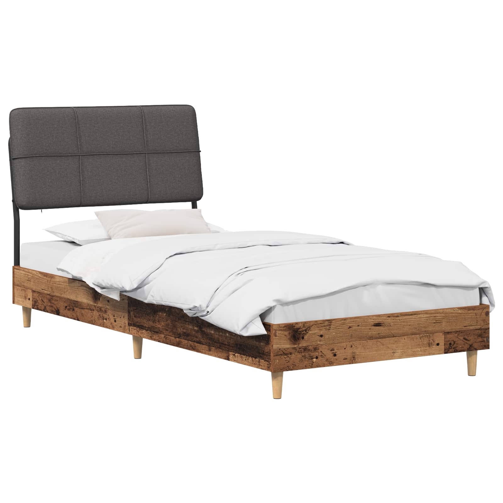 vidaXL Eenpersoonsbed met hoofdbord Oud hout en donkergrijs, foto 2