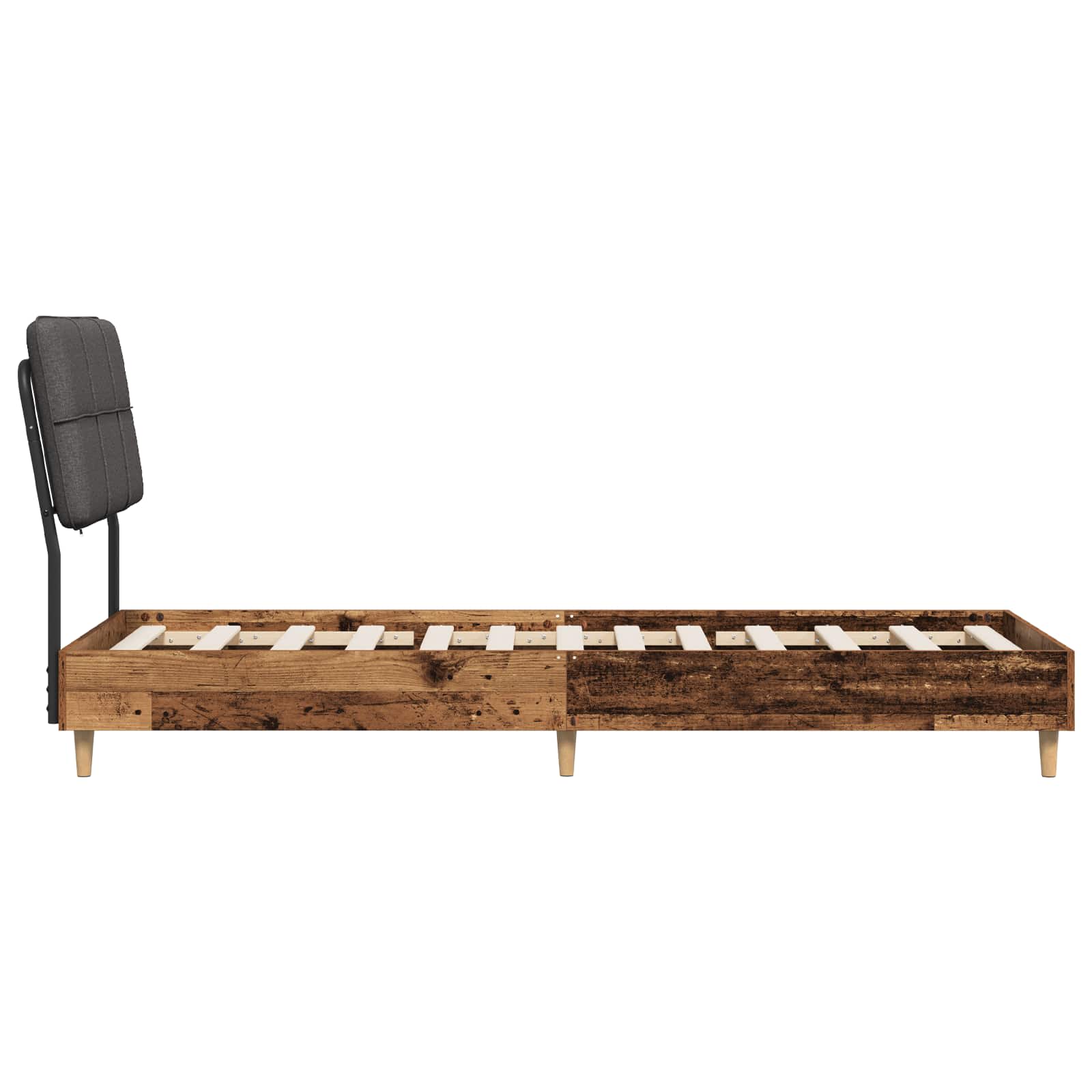 vidaXL Eenpersoonsbed met hoofdbord Oud hout en donkergrijs, foto 4