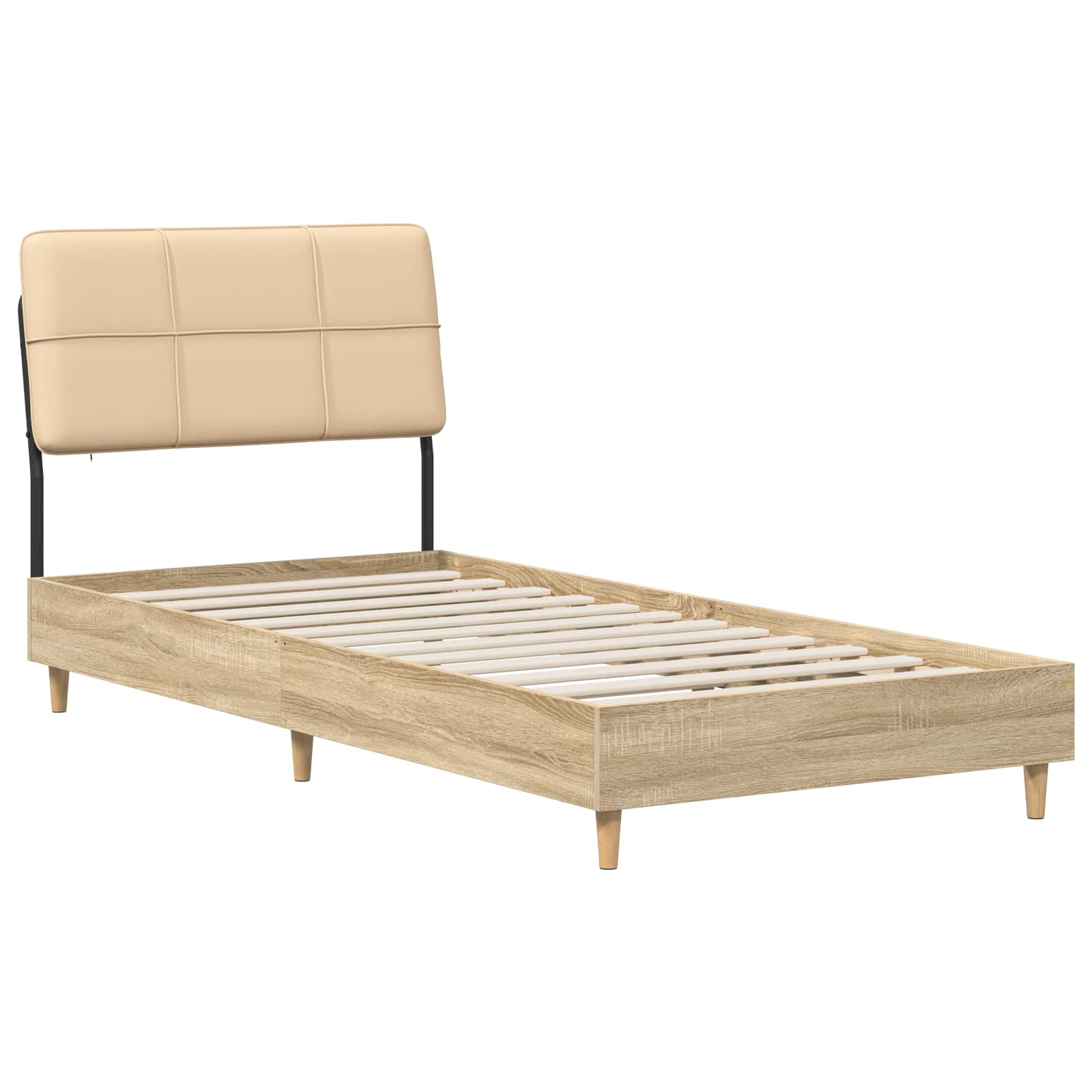 vidaXL Pat de o persoană cu tăblie Stejar Sonoma și crem 90 x 190 cm