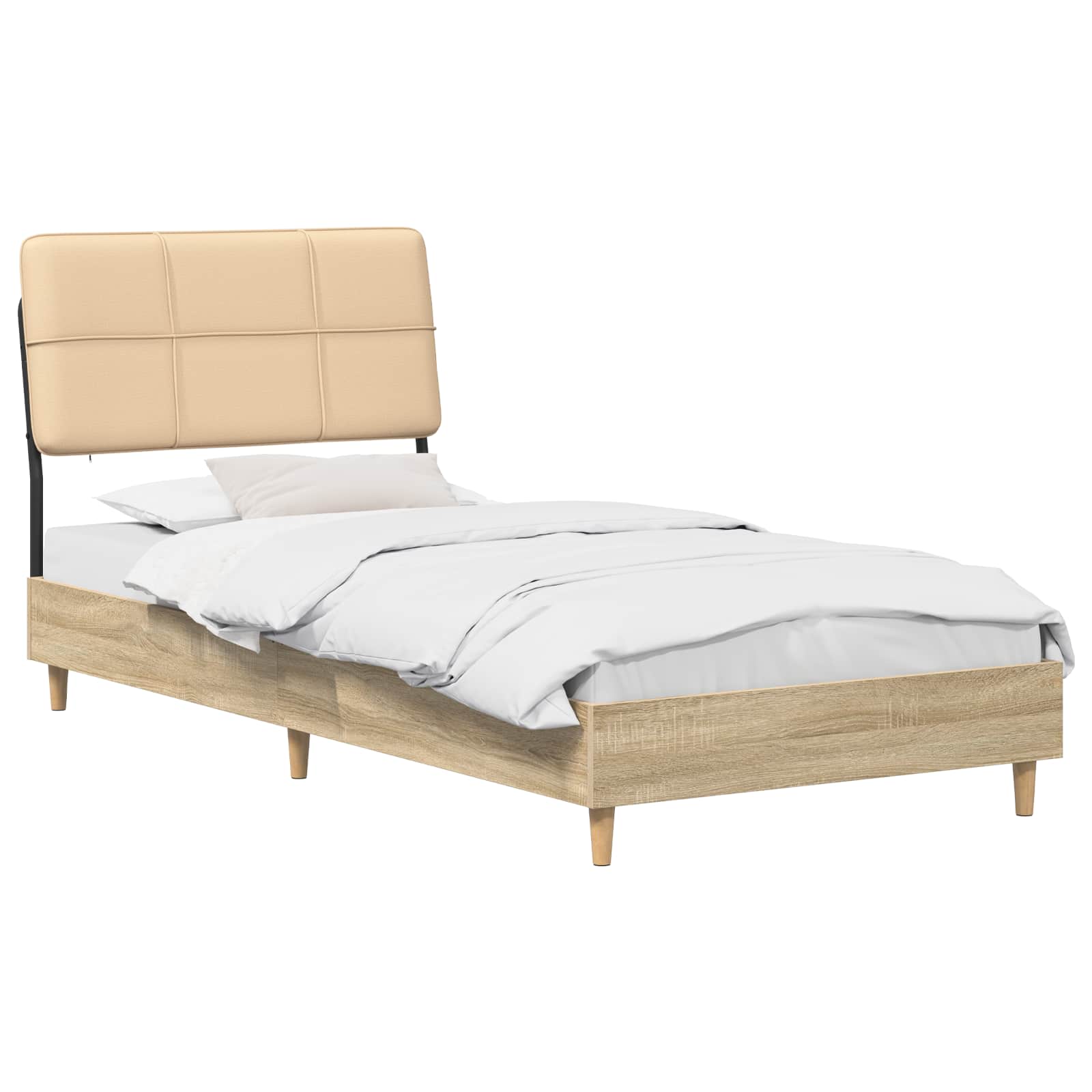 vidaXL Eenpersoonsbed met hoofdbord Sonoma eiken en crème 80 x 200 cm, foto 2