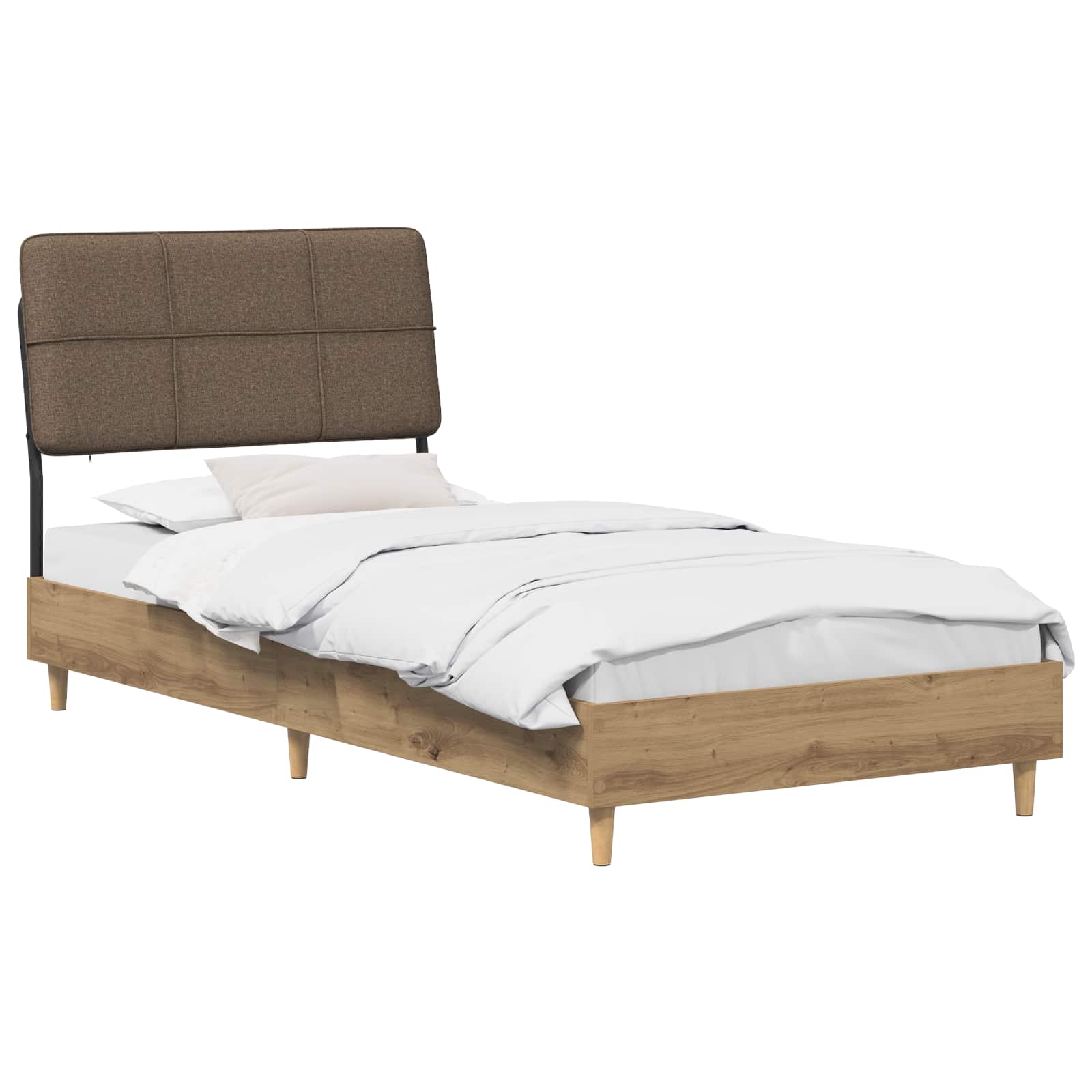 vidaXL Eenpersoonsbed met hoofdbord Artisan eiken en taupe 80 x 200 cm, foto 2