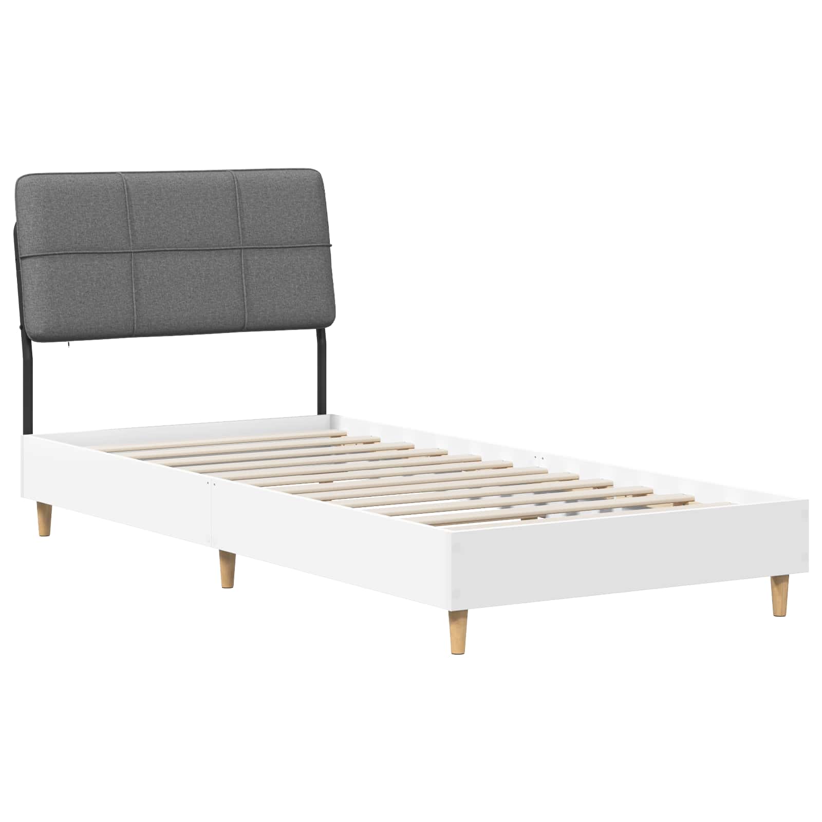vidaXL Pat de o persoană cu tăblie Alb și gri deschis 75 x 190 cm
