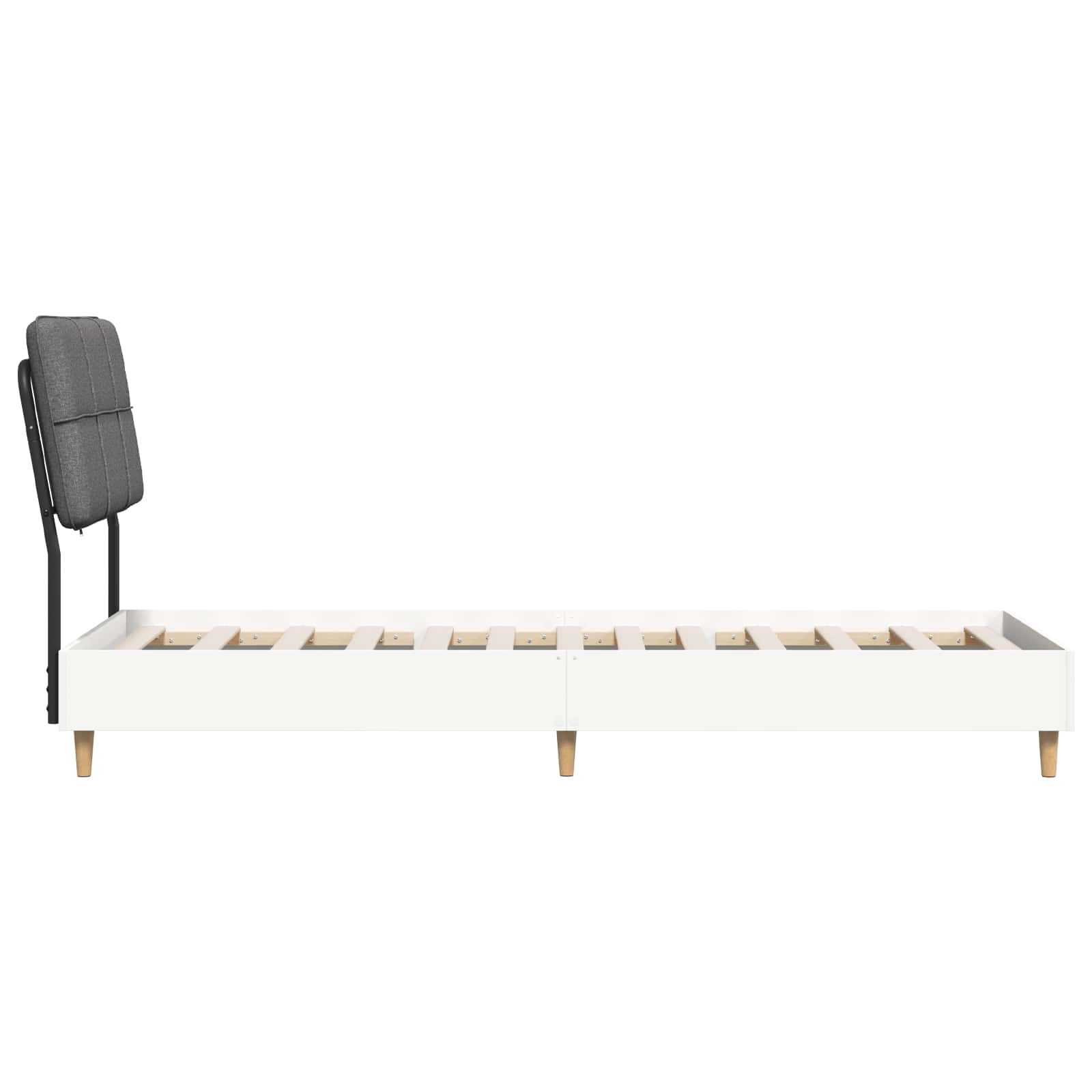 vidaXL Eenpersoonsbed met hoofdbord Wit en Lichtgrijs 75 x 190 cm, foto 4