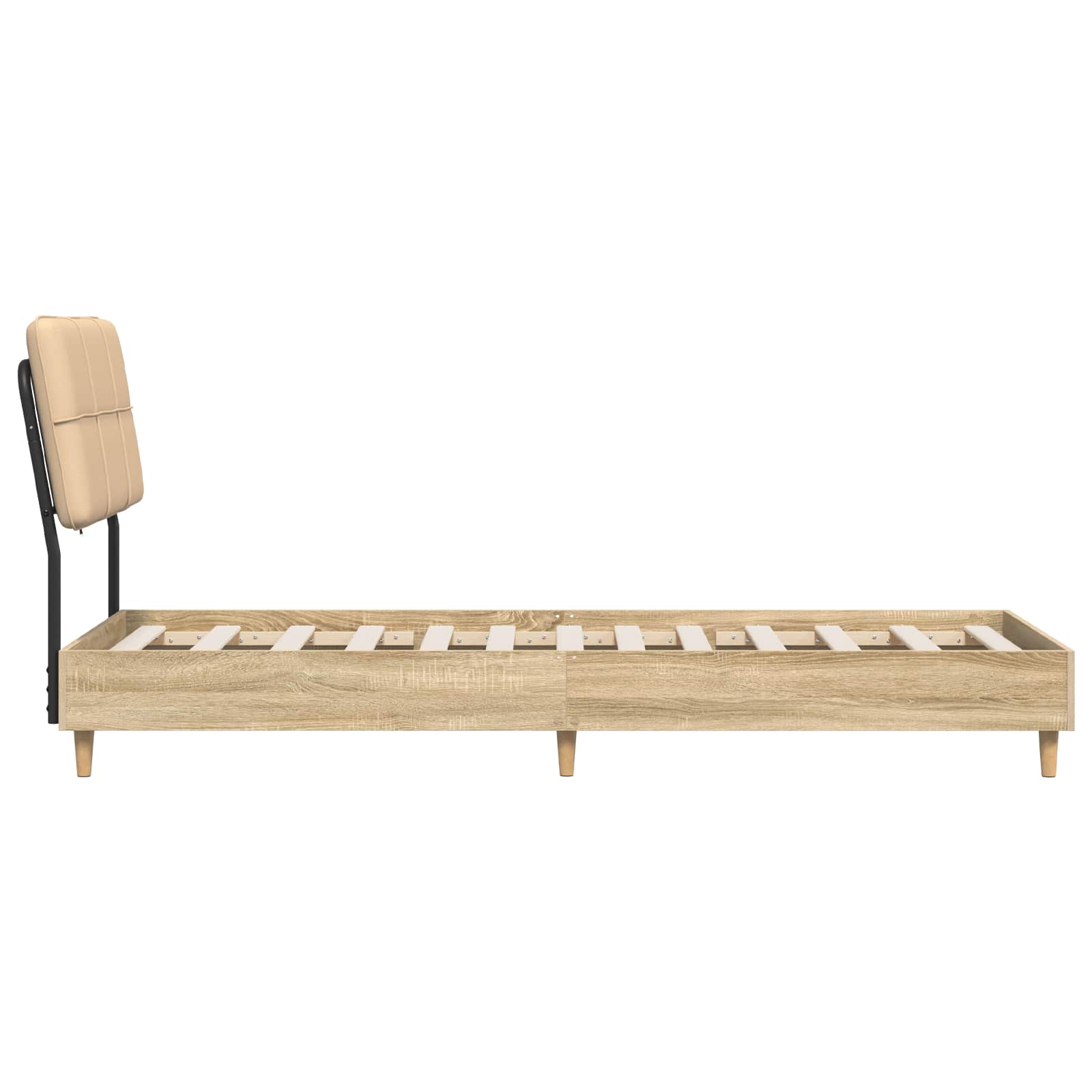 vidaXL Eenpersoonsbed met hoofdbord Sonoma eiken en crème 75 x 190 cm, foto 4