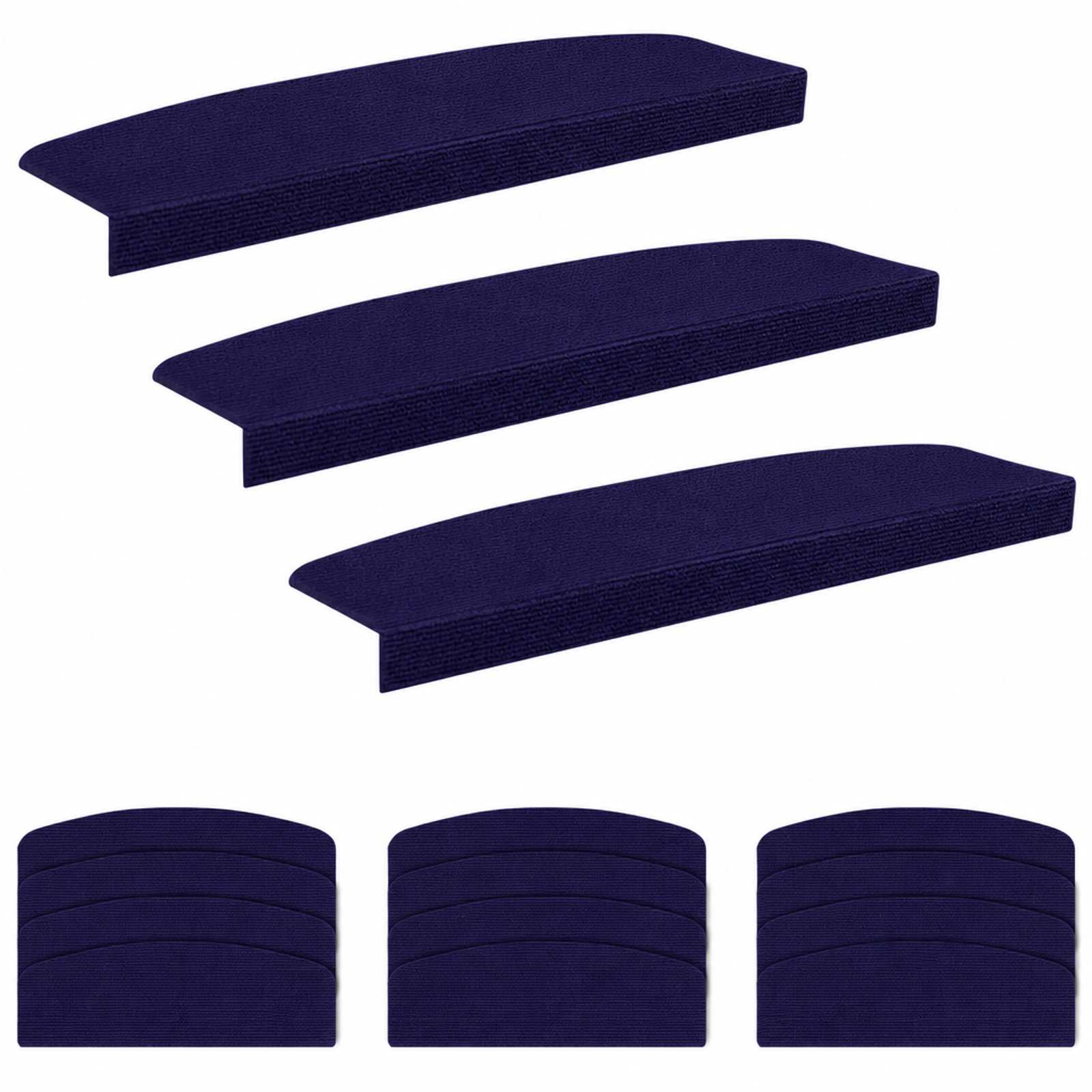 Podloge za stopnice 15 kos 56 x 17 x 3 cm Modra Poliester