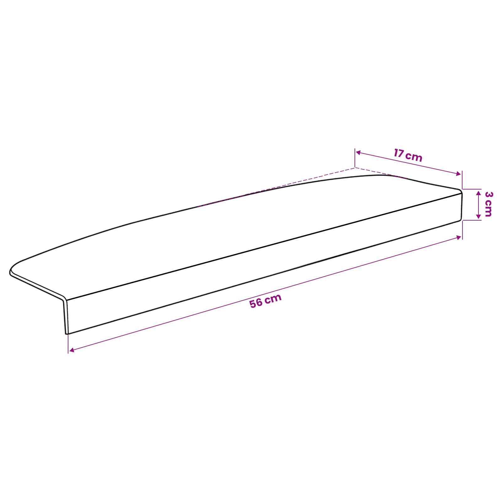 Podloge za stopnice 15 kos 56 x 17 x 3 cm Črna Poliester