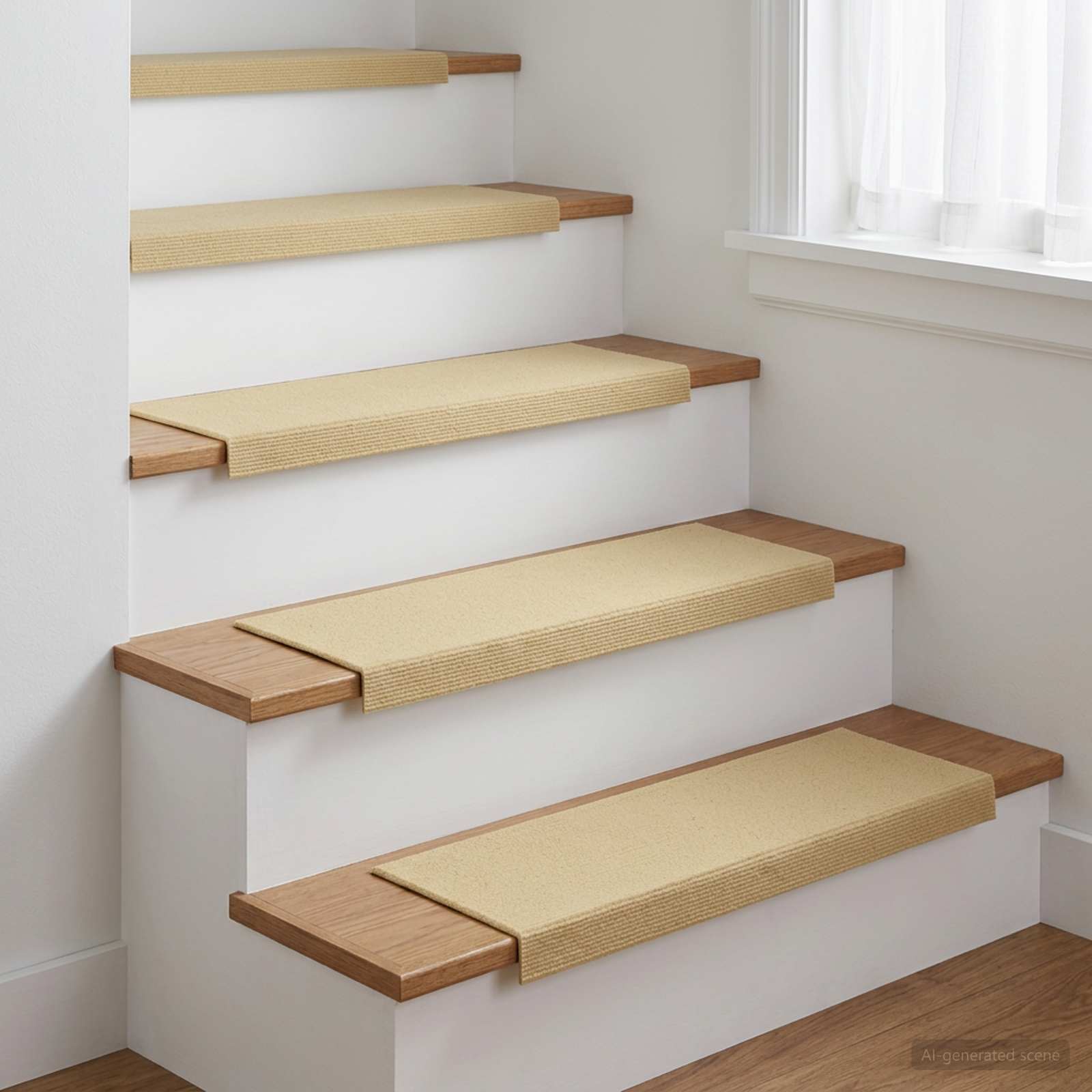 vidaXL Porrasmatot 15 kpl 65 x 21 x 4 cm Beige Polyesteri Suorakaide