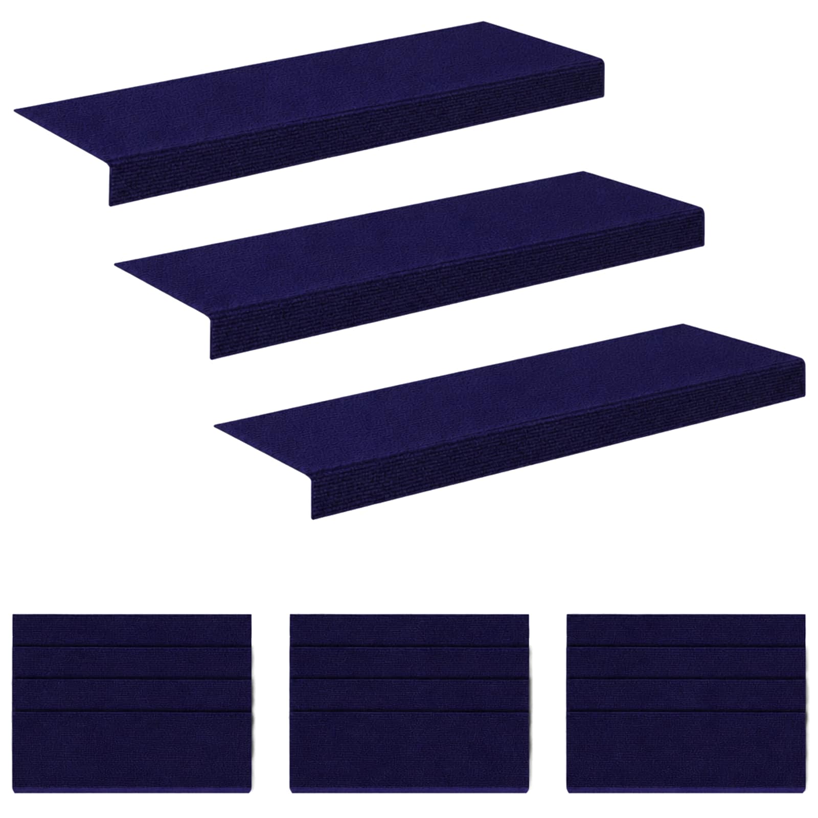Podloge za stopnice 15 kos 65 x 21 x 4 cm Modra Poliester