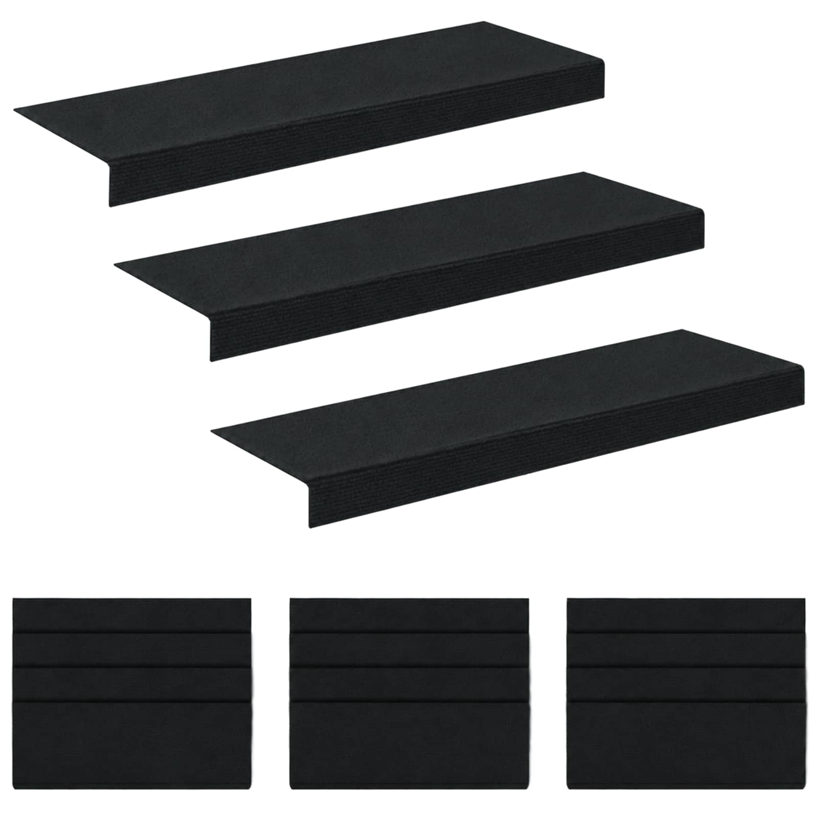 Podloge za stopnice 15 kos 65 x 21 x 4 cm Temno siva Poliester
