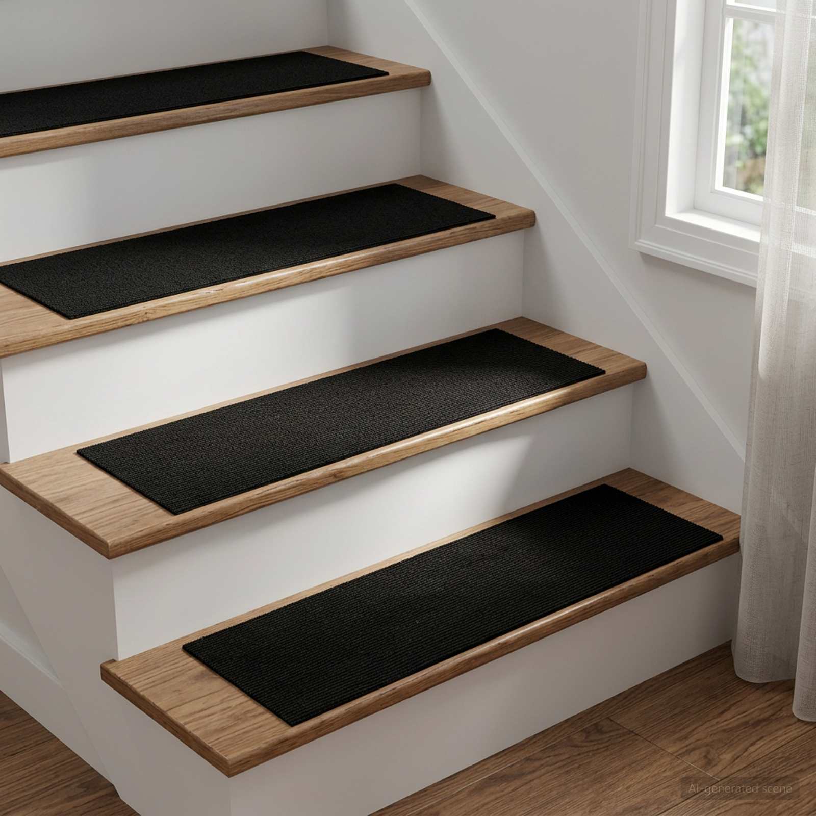 Podloge za stopnice 15 kos 76 x 20 cm Črna Poliester Pravokotna