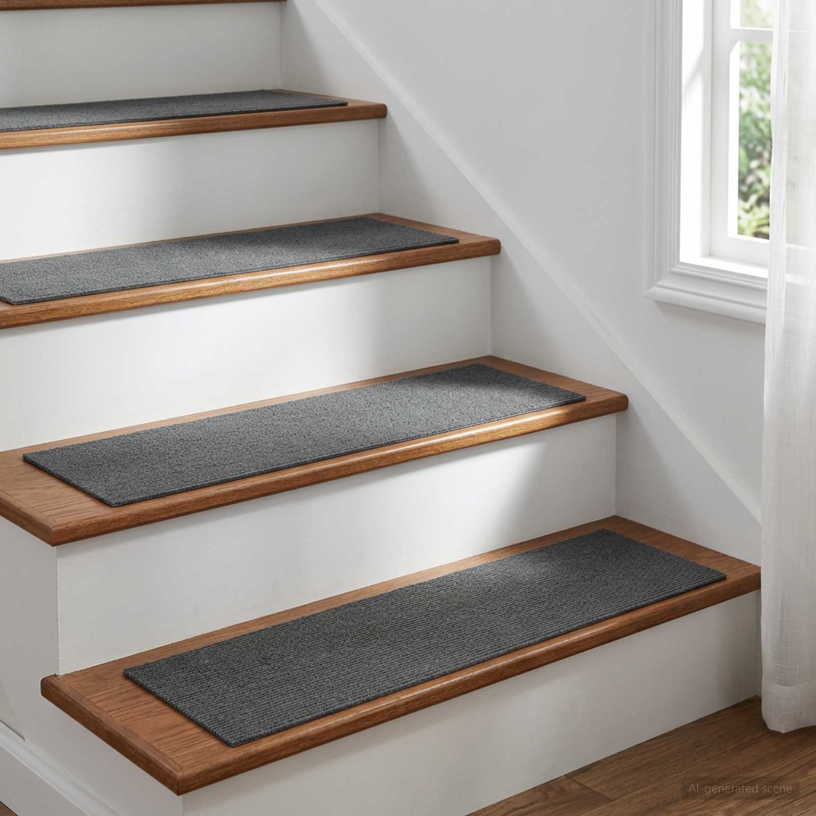 vidaXL Trinmåtter 15 stk. 76 x 20 cm Lysegrå Polyester Rektangulær