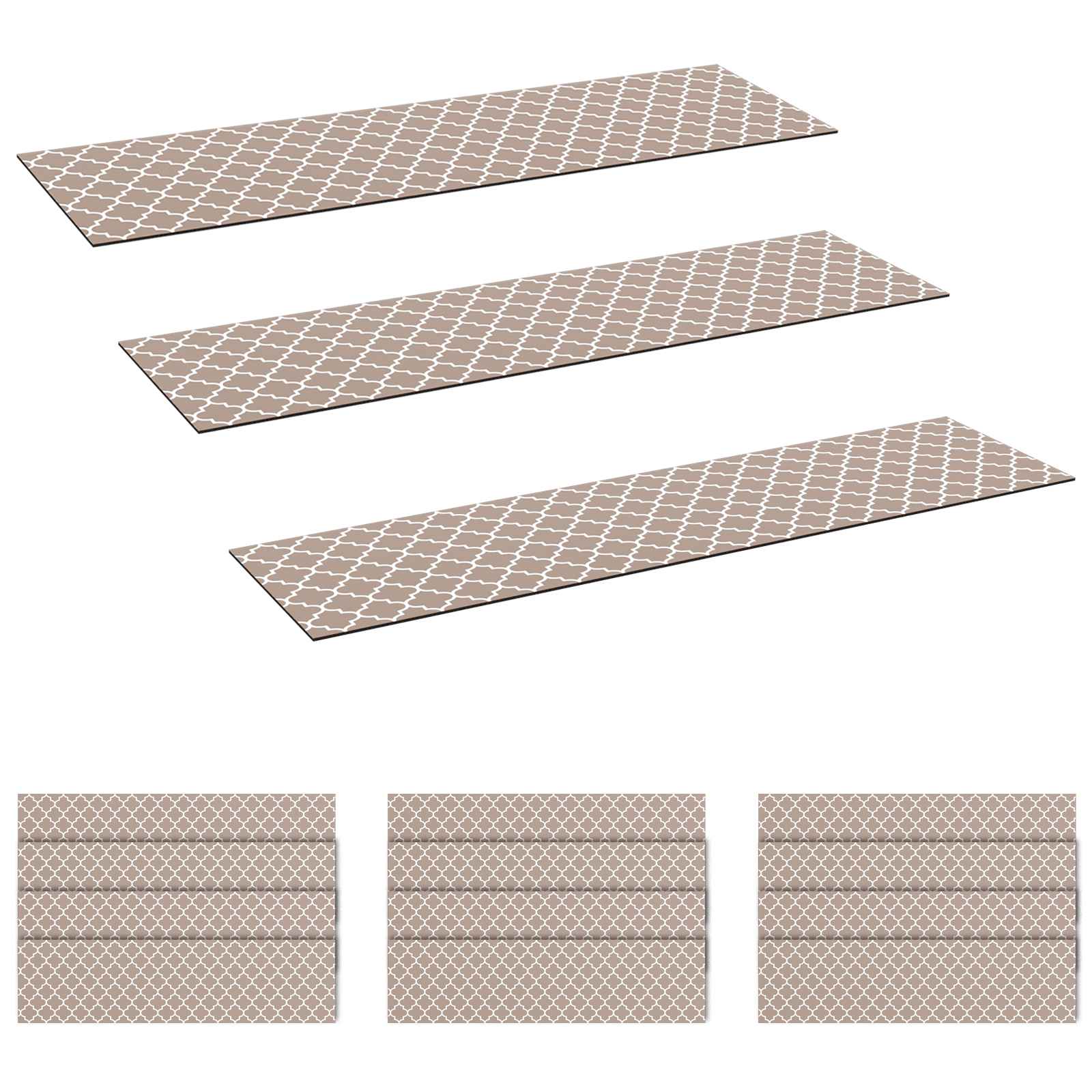 Podloge za stopnice 15 kos 76 x 20 cm Siva in bela Poliester
