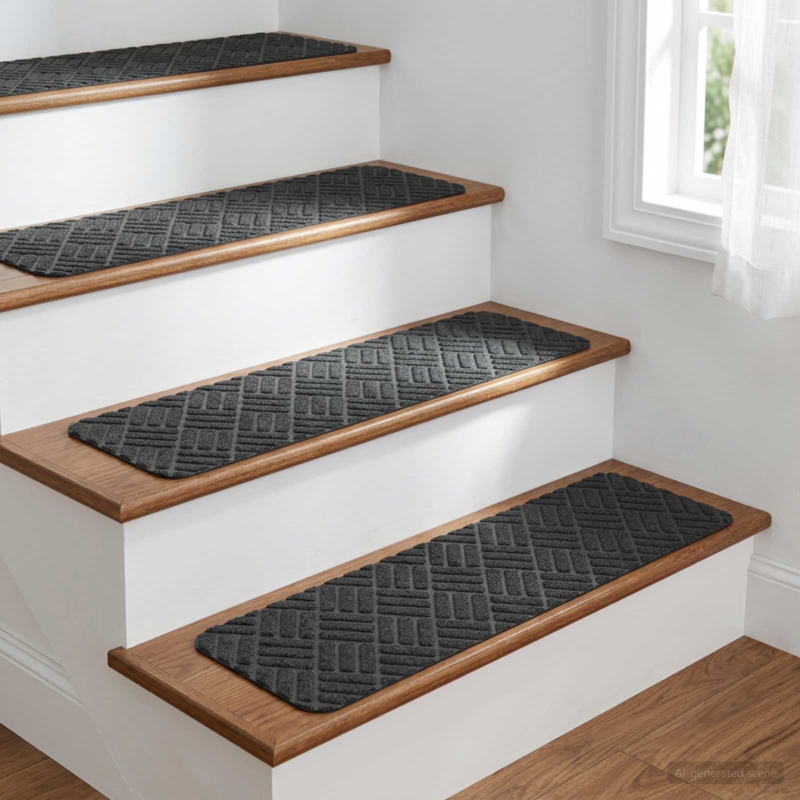 vidaXL Trinmåtter 15 stk. 76 x 20 cm Mørkegrå Polyester Rektangulær
