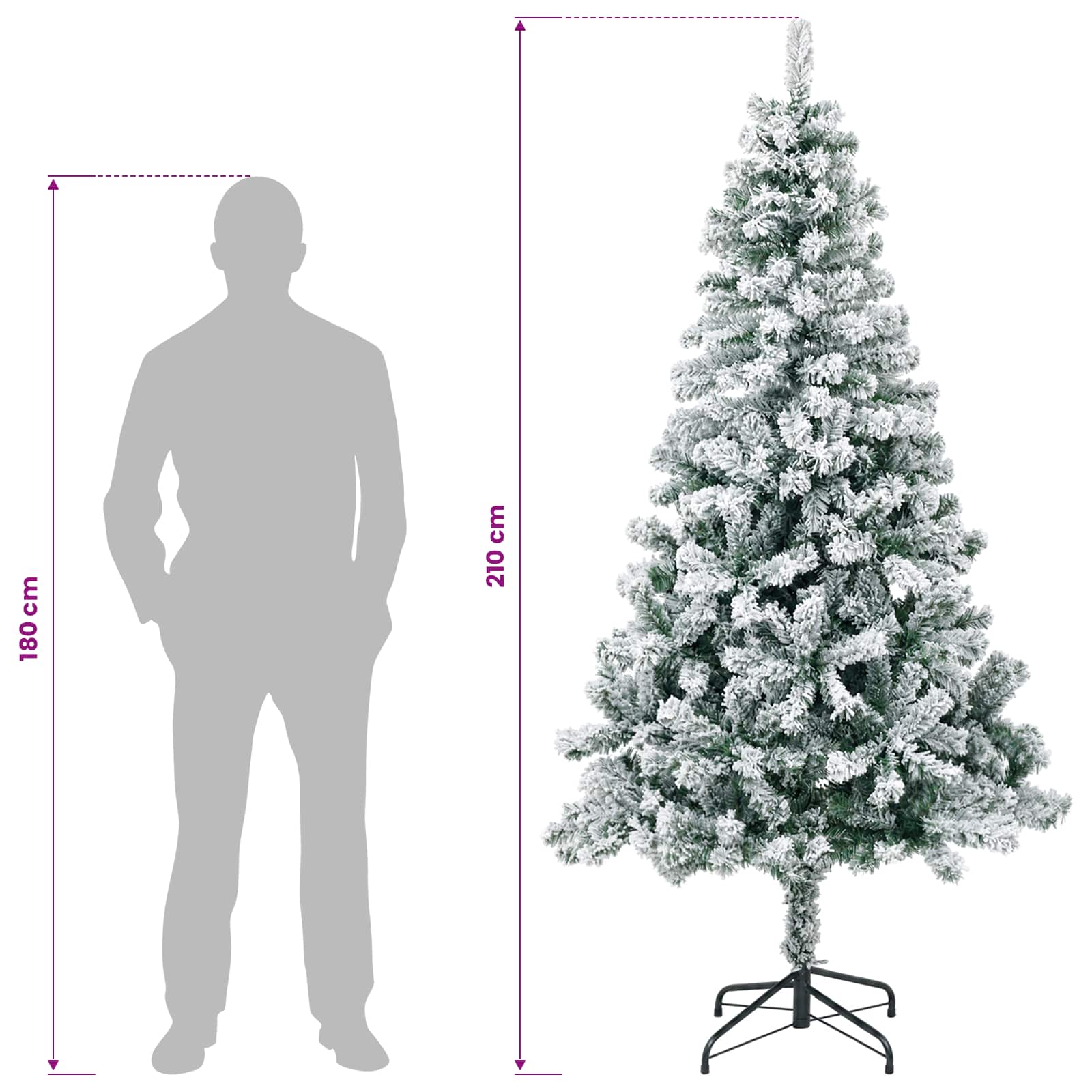 Artificial Christmas Tree with Bauble 300 LEDs size guide