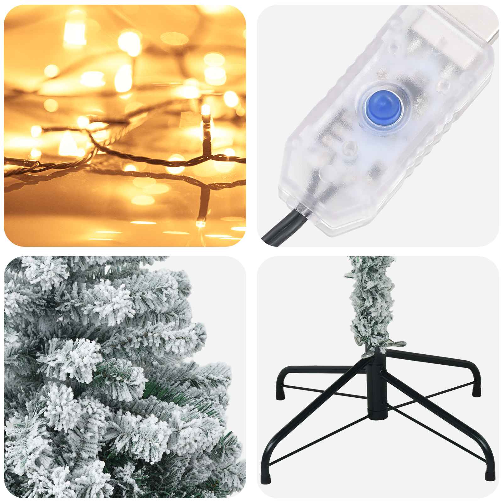 Umetno Zložljivo Božično Drevo 240 cm 300 LED Toplo bela